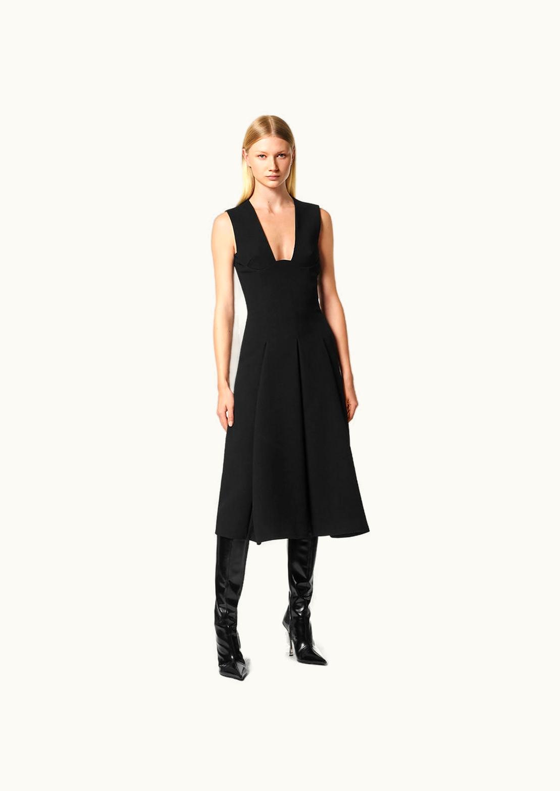 Versace Versace Box Pleat Sleeveless Midi Dress Black