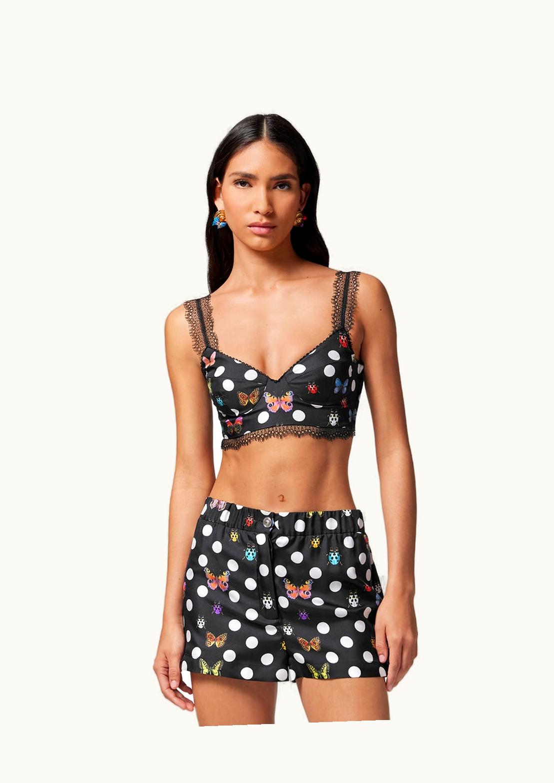 Versace Versace x Dua Lipa Silk Polka Dot Butterflies & Ladybugs Bustier Top