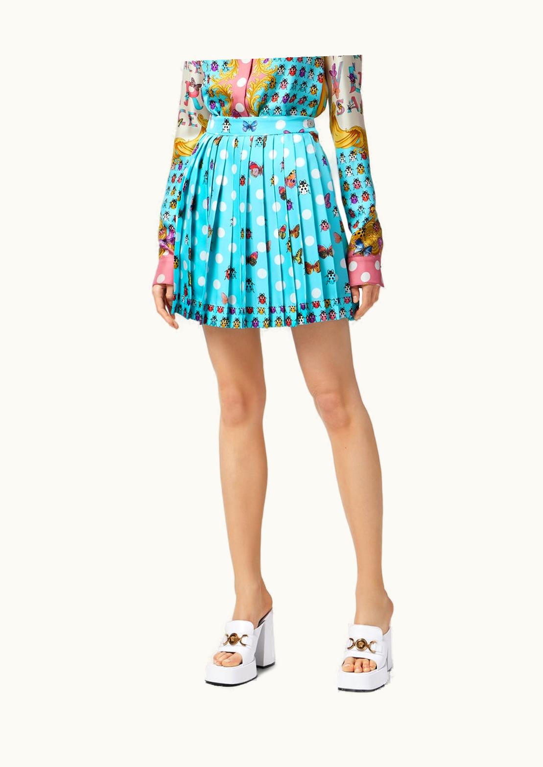 Versace Versace Butterflies Pleated Silk Skirt Print, Blue