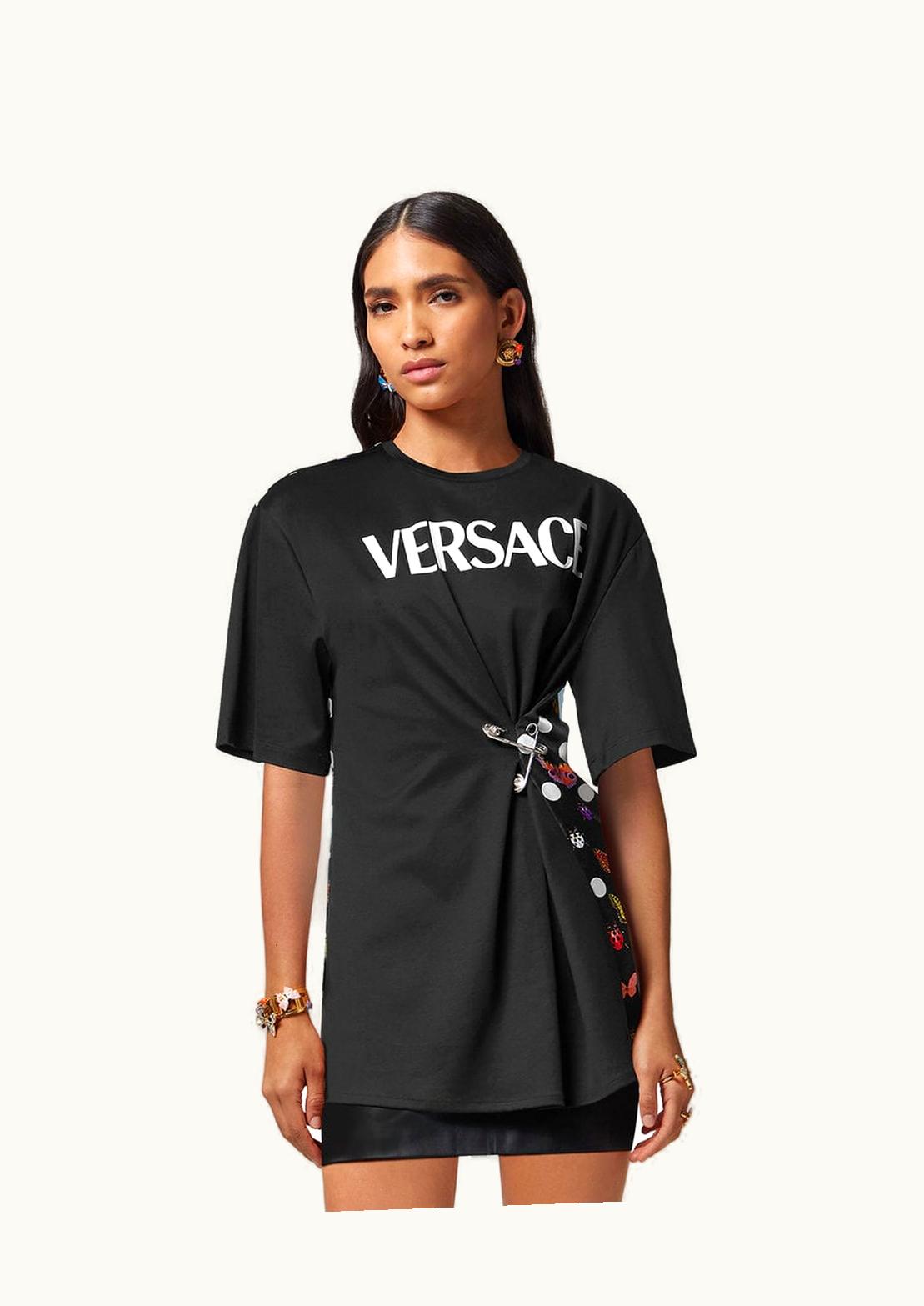 Versace Versace Butterflies Safety Pin Logo T-Shirt Black