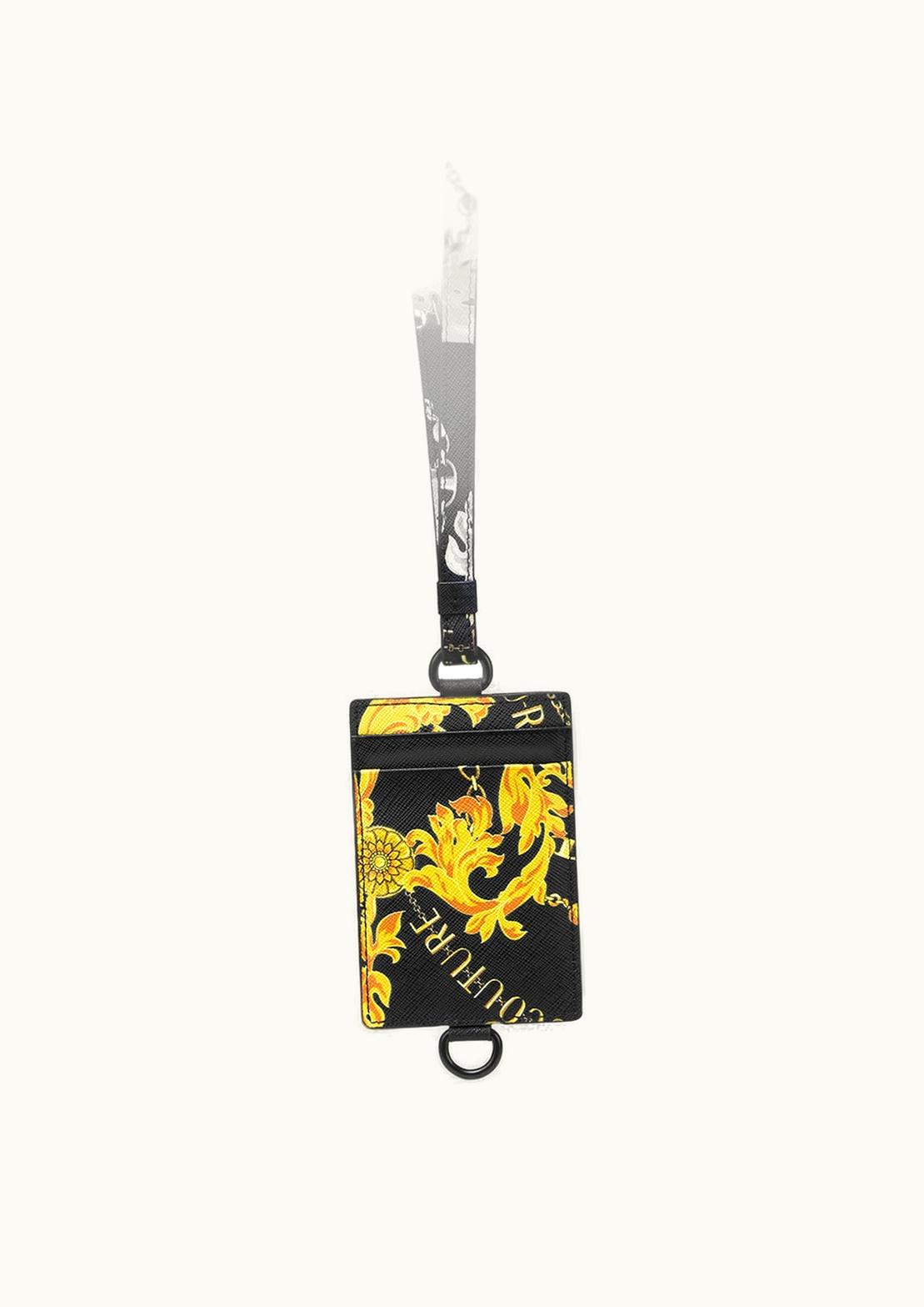 Versace Versace Chain Couture Neck Lanyard Card Holder Black, Gold