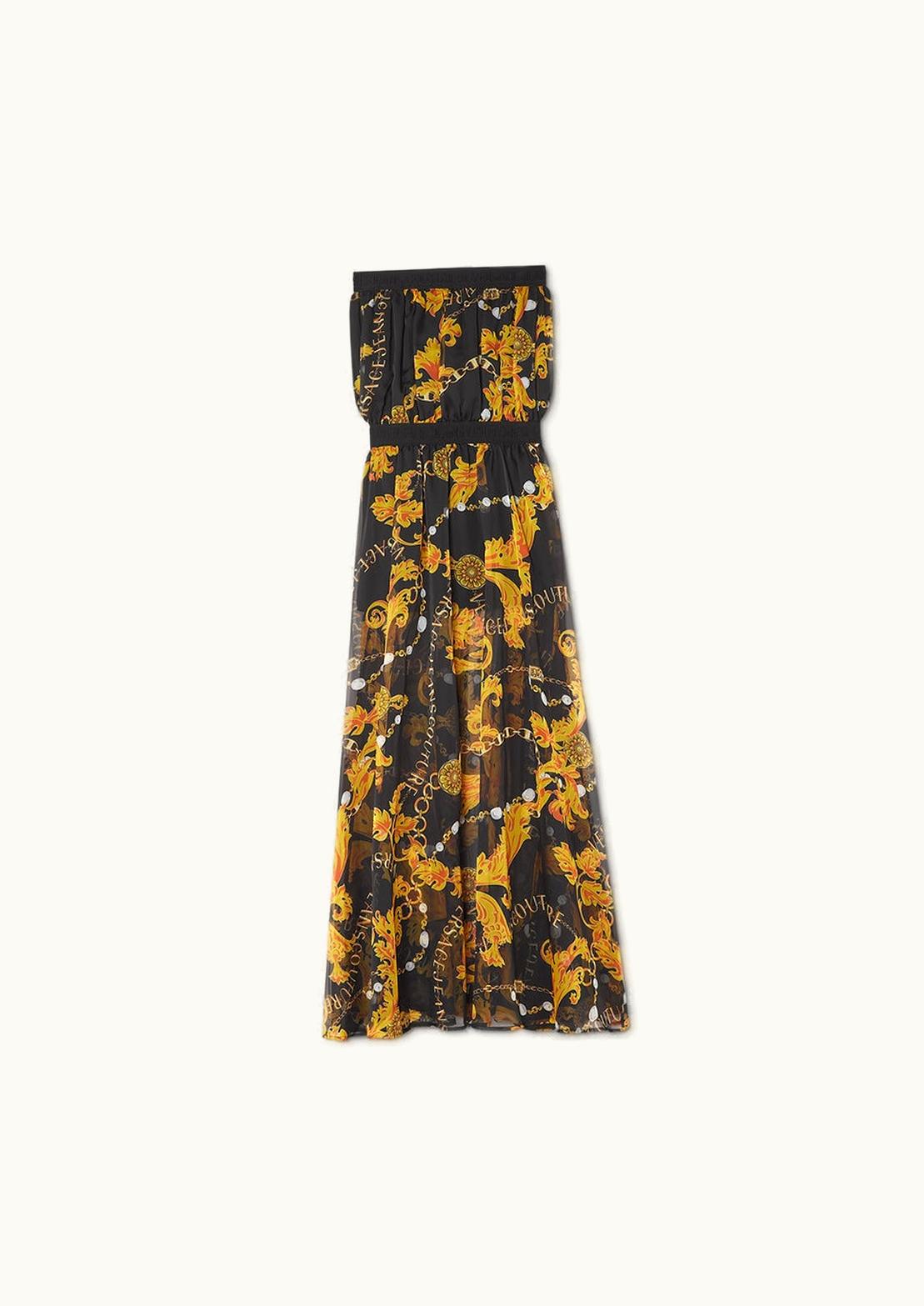 Versace Chain Couture Strapless Long Dress Black, Gold