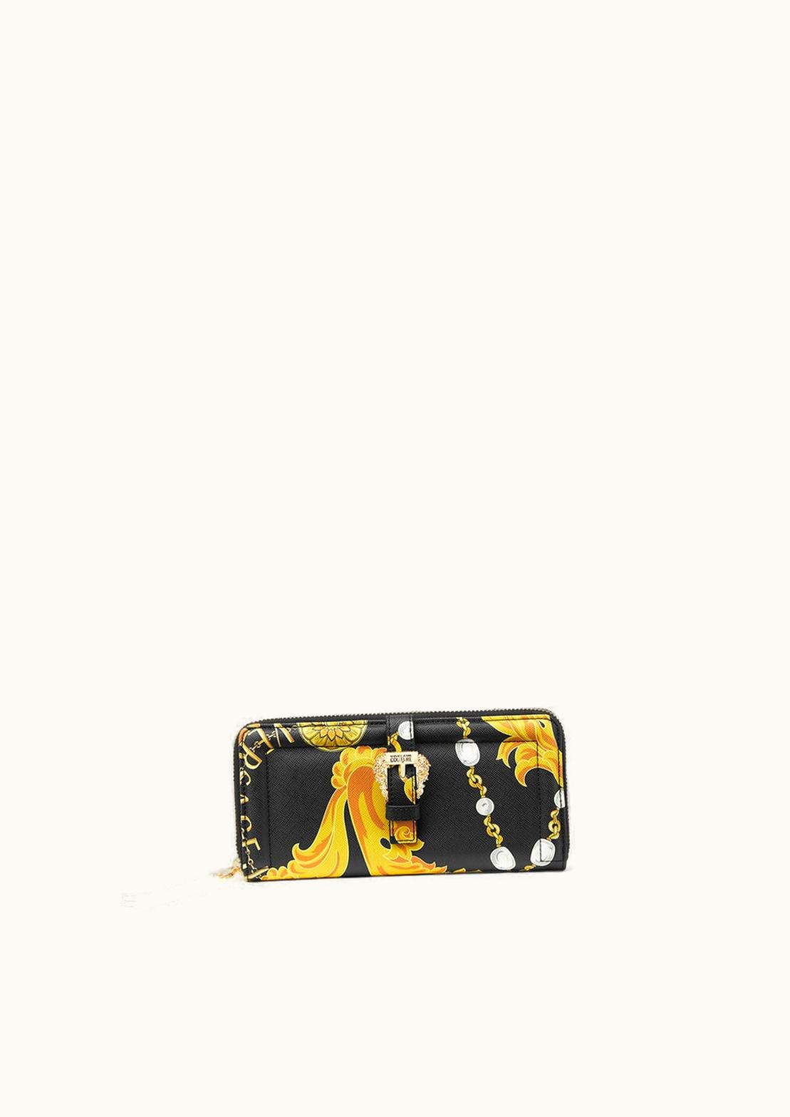 Versace Chain Couture Long Wallet Black, Gold
