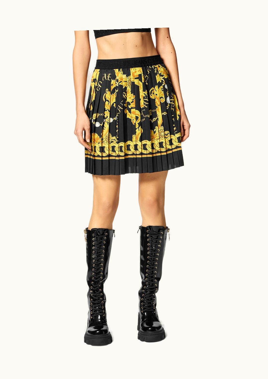 Versace Chain Couture Pleated Mini Skirt Black, Gold - Luxe Edition