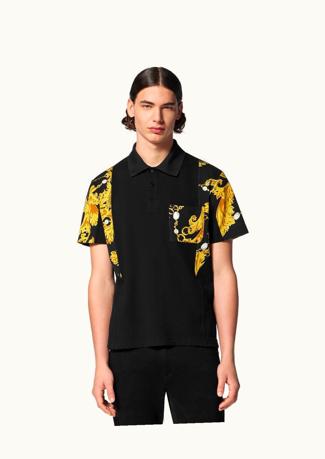 Versace Chain Couture Polo Shirt Black, Gold