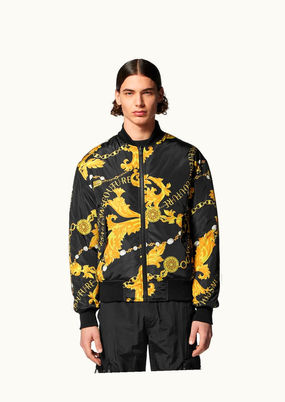 Versace Chain Couture Reversible Bomber Jacket Black, Gold