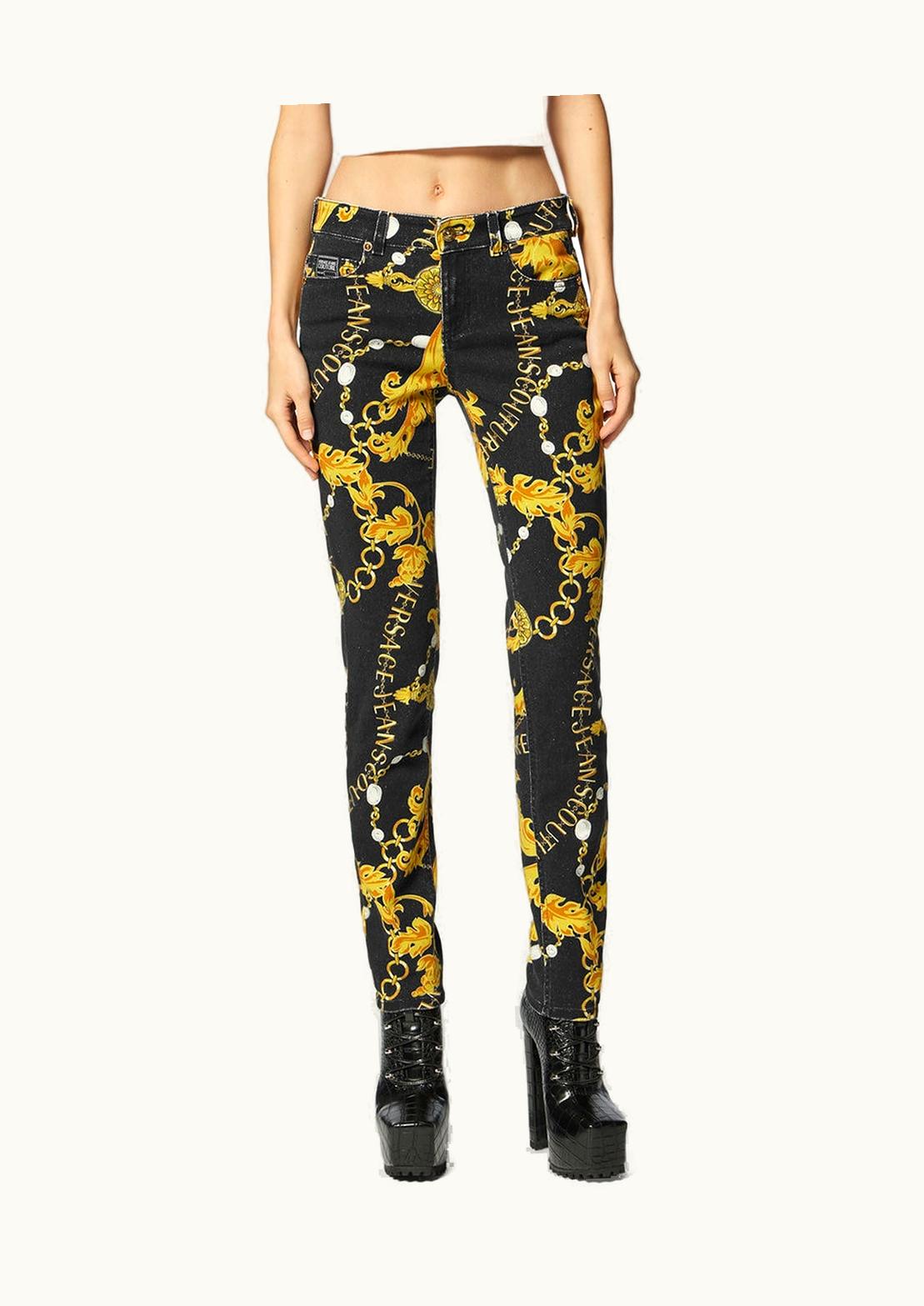 Versace Chain Couture Skinny Jeans Black, Gold