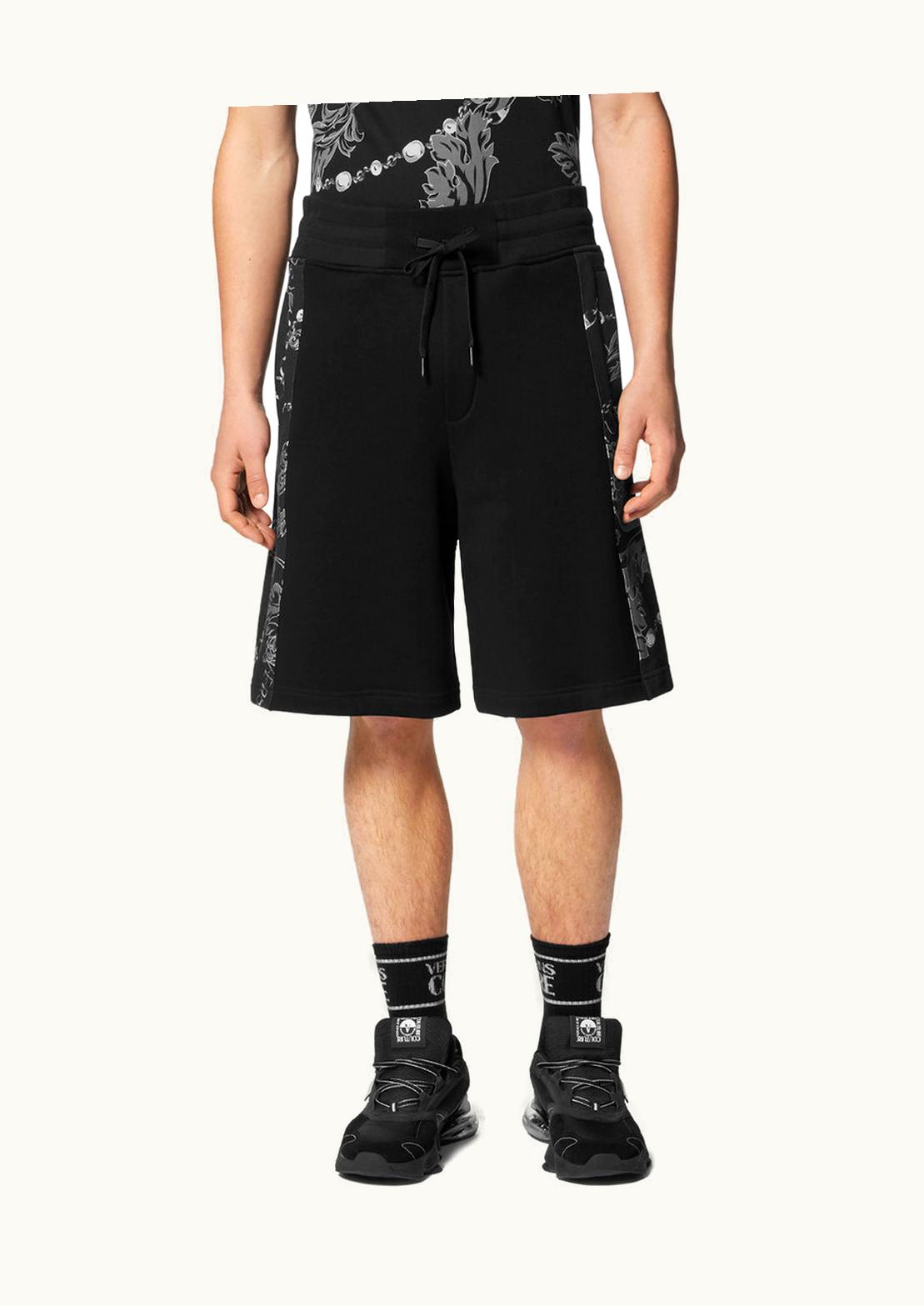 Versace Chain Couture Knee-Length Sweat Shorts Black