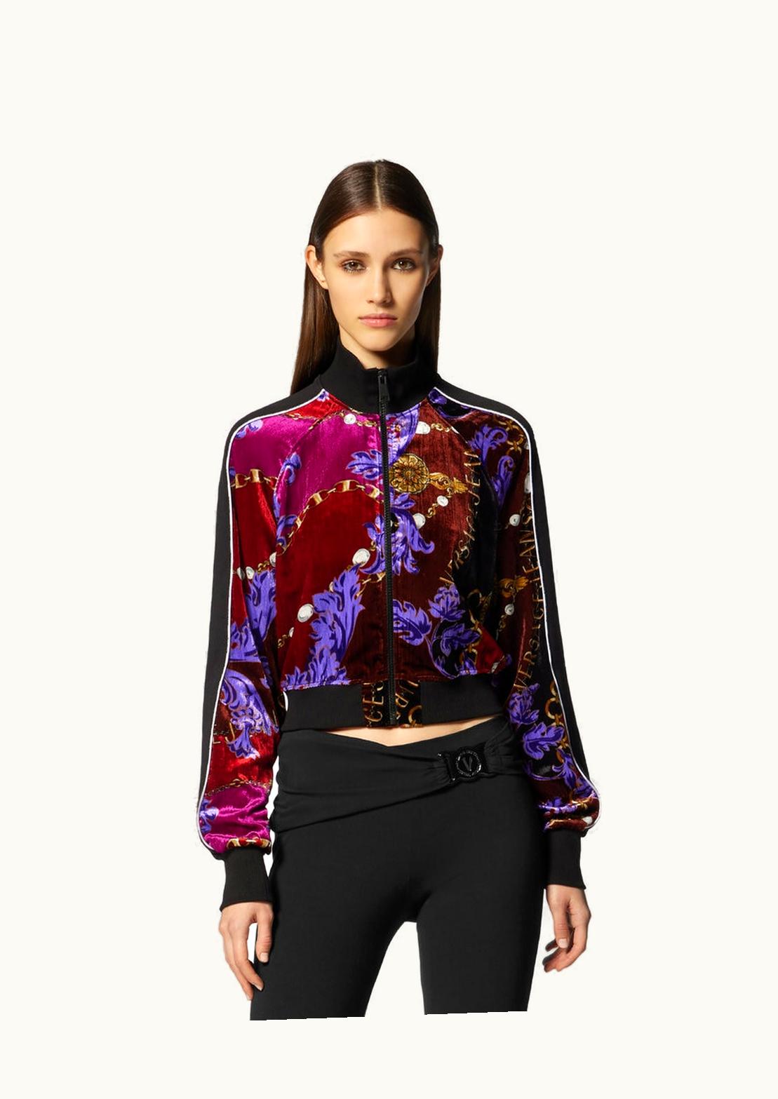 Versace Chain Couture Velvet High-Neck Sweatshirt Black