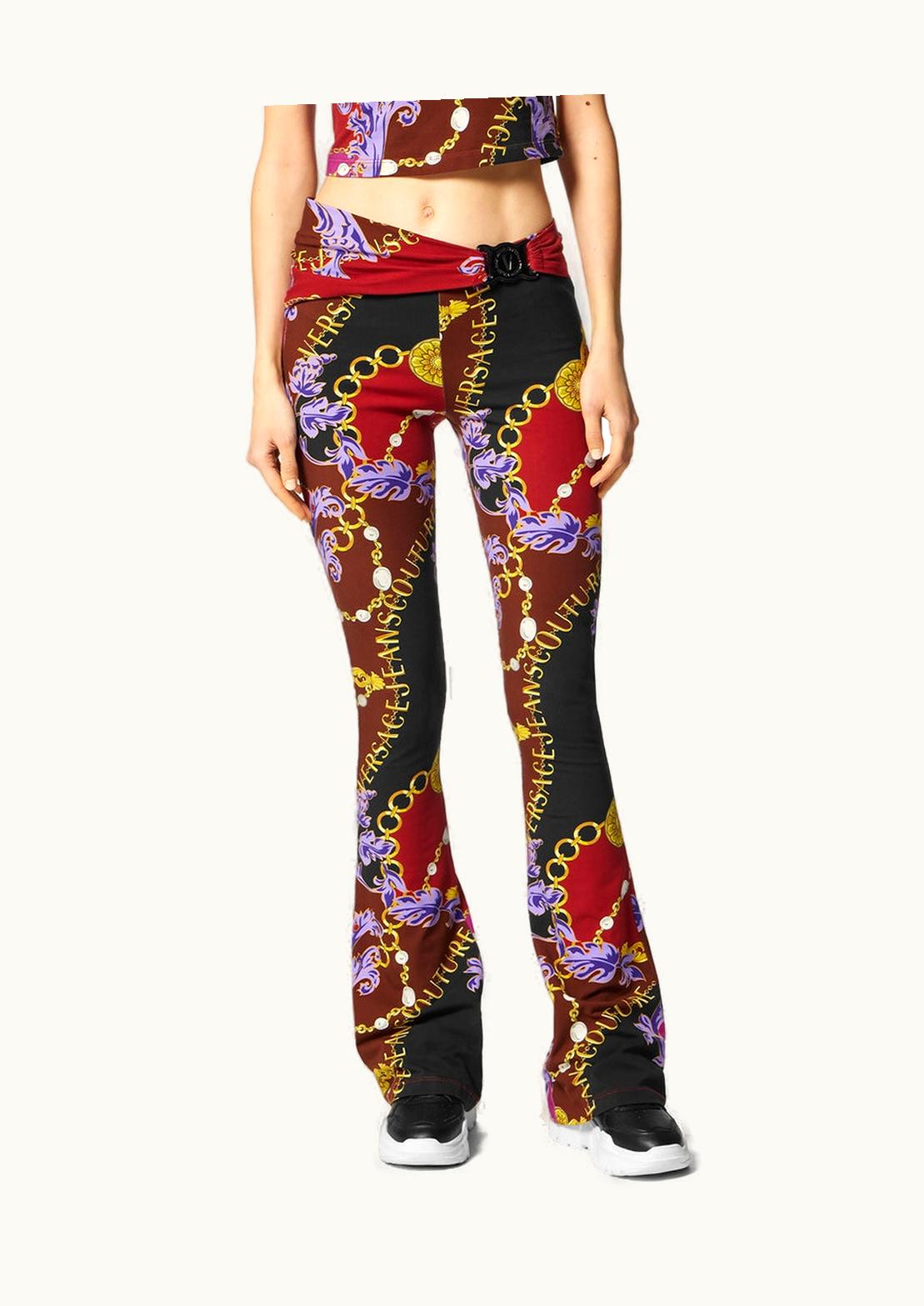 Versace Chain Couture V-Emblem Flared Leggings Print