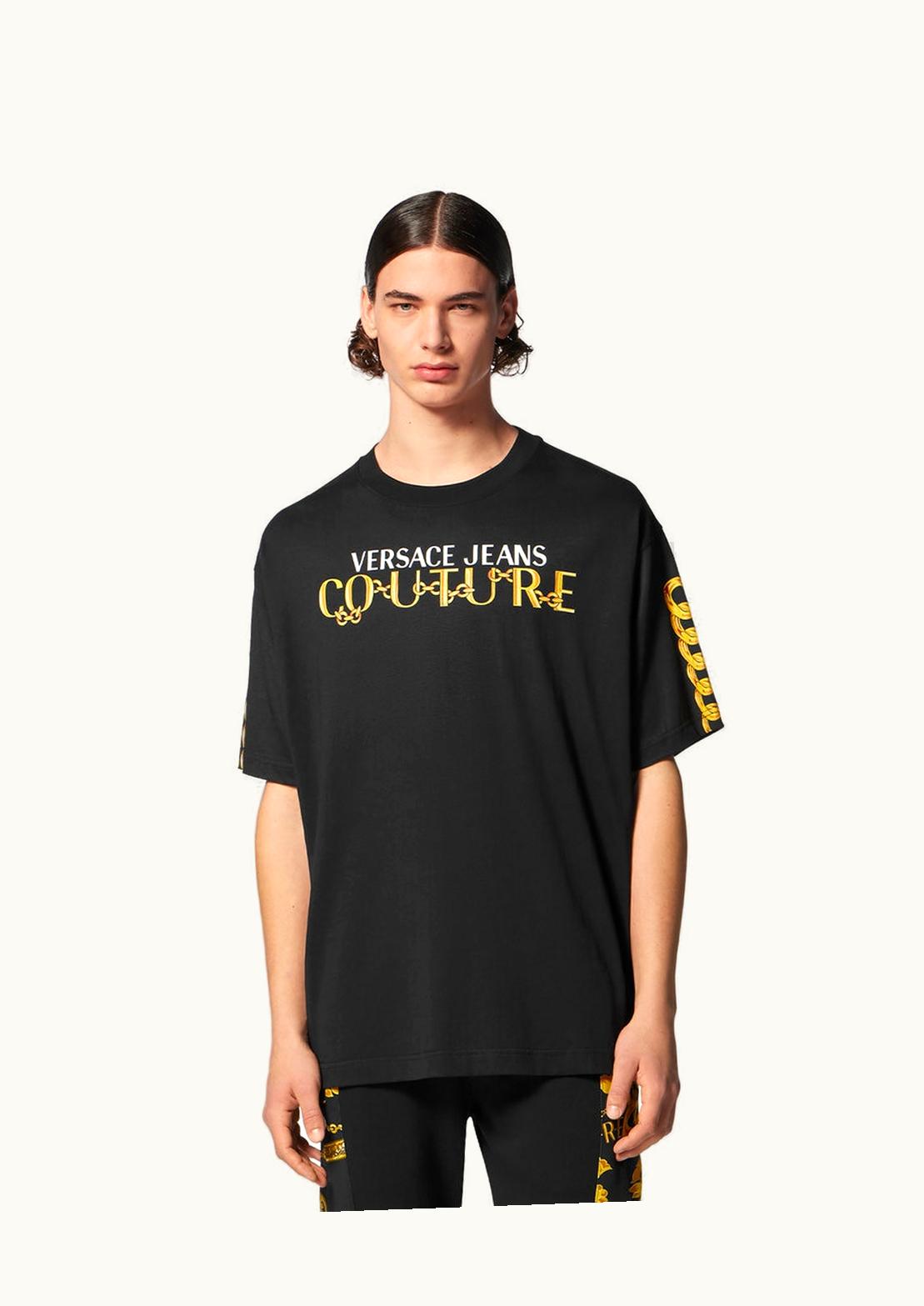 Versace Chain Logo T-Shirt Black, Gold