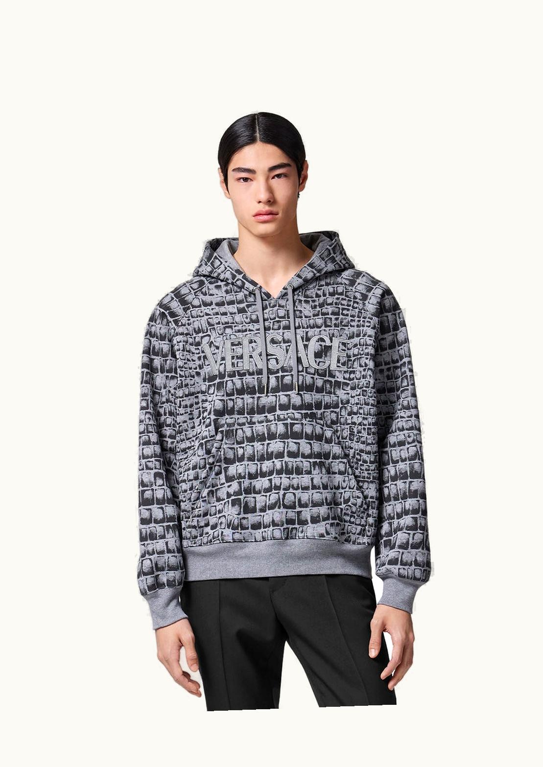 Versace Coccodrillo Logo Hoodie Black, Gray