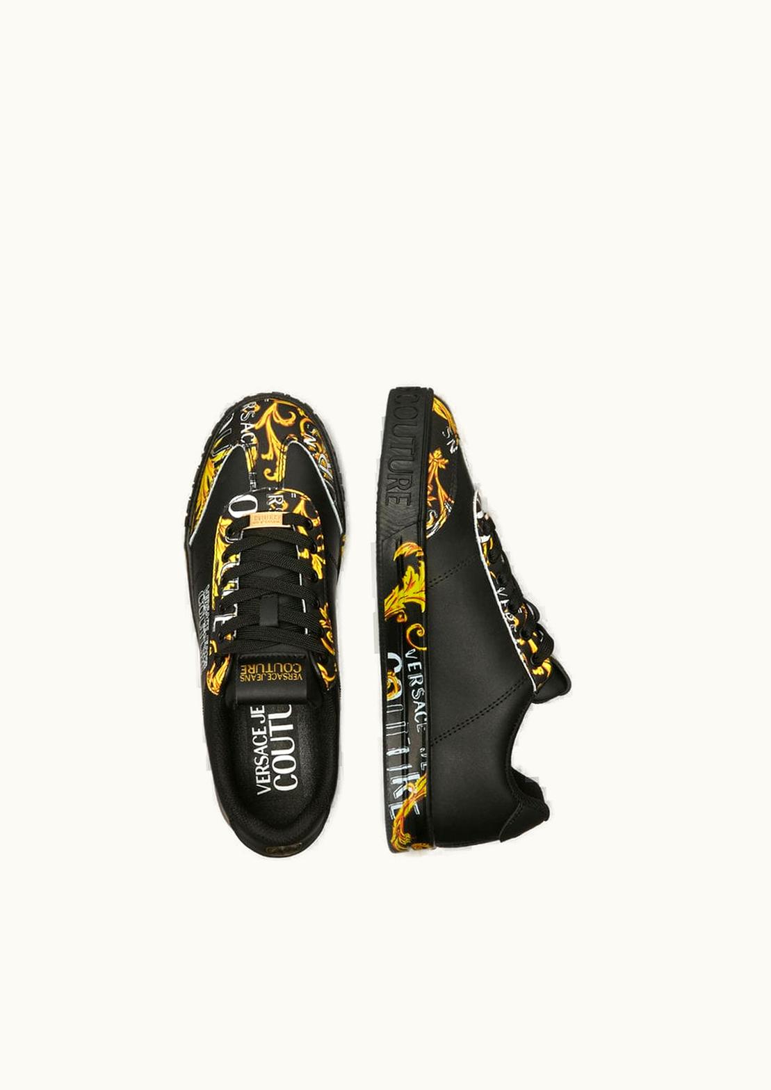 Versace Court 88 Logo Couture Trainers Black, Gold