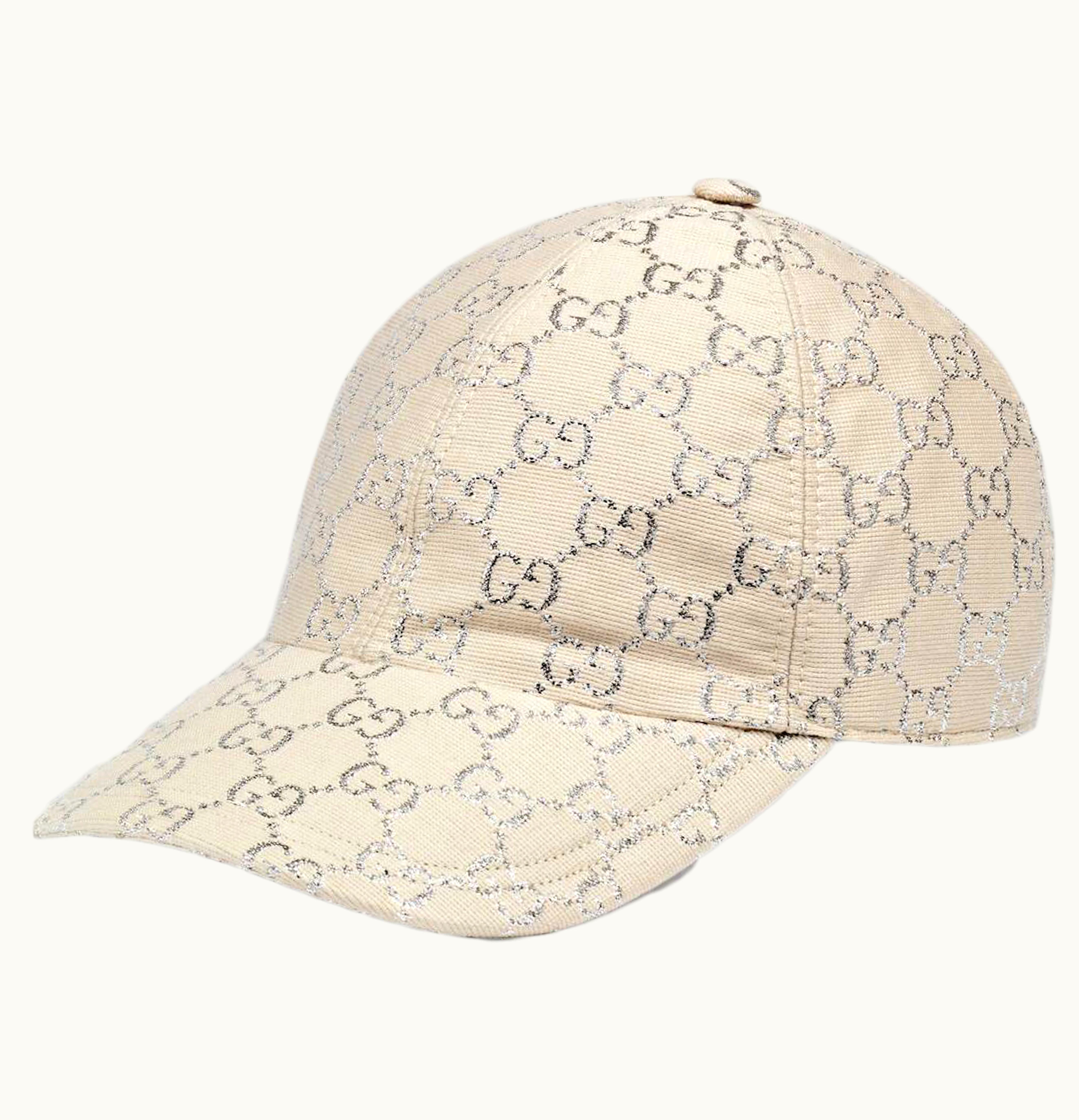 Gucci Gucci GG Lame Baseball Hat White Silver
