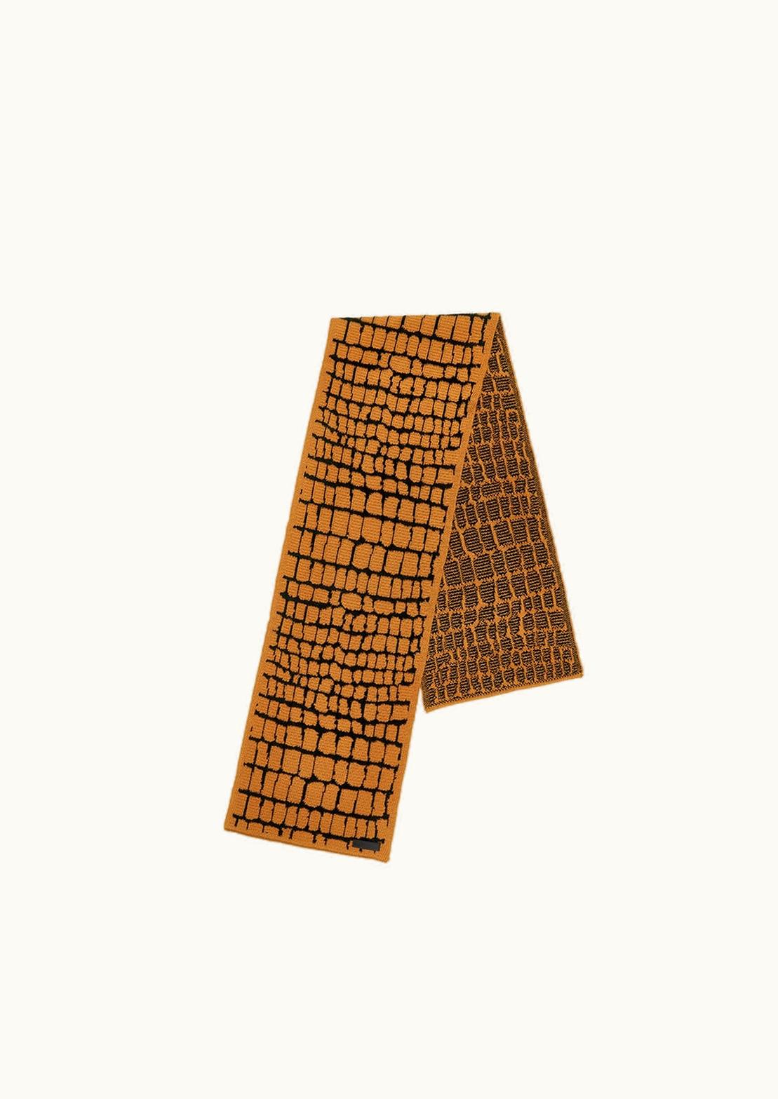 Versace Croc-Effect Chenille Jacquard Scarf Orange