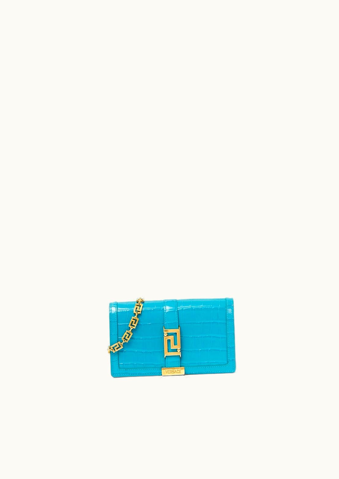 Versace Croc-Effect Greca Goddess Mini Bag Blue