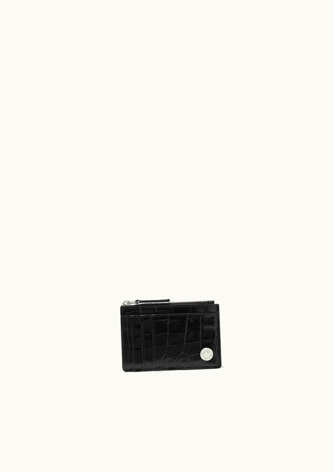 Versace Medusa Croc-Effect Zip Card Holder Black, Gold