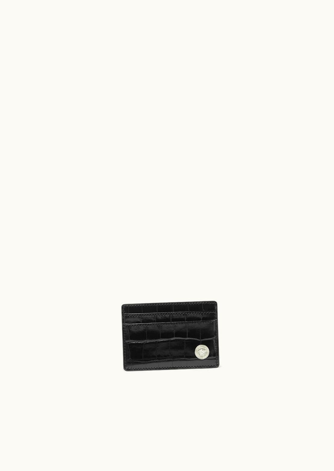 Versace Medusa Biggie Croc-Effect Leather Card Holder Black
