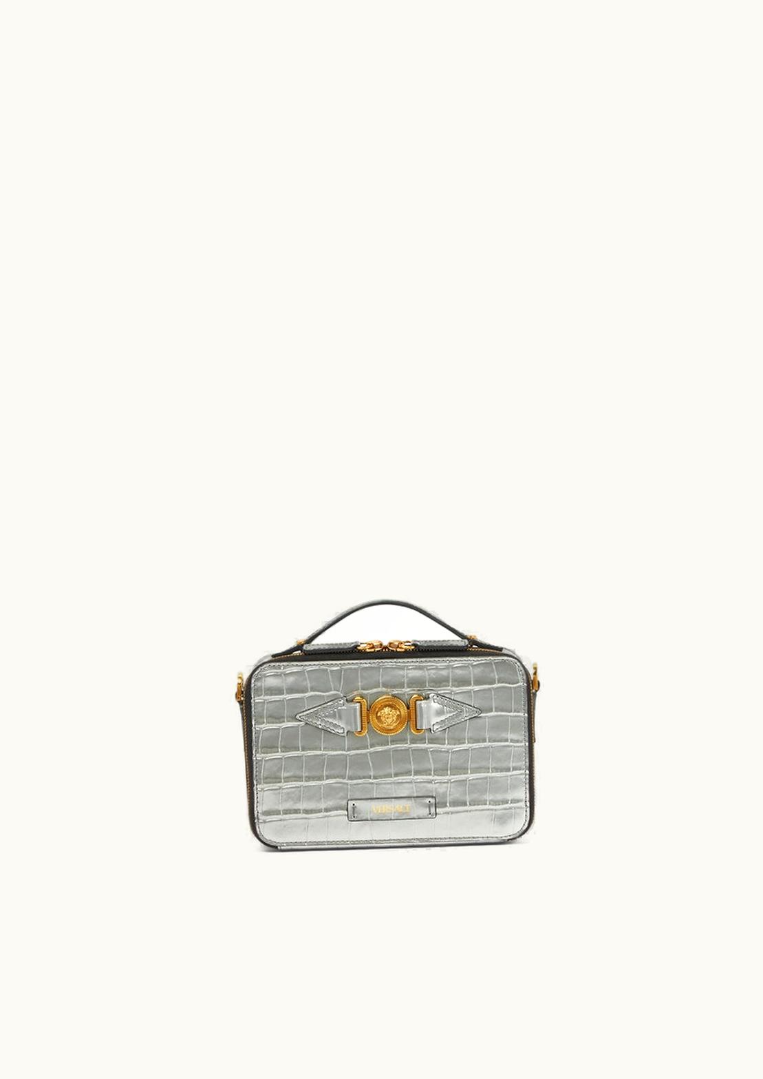 Versace Croc-Effect Medusa Biggie Messenger Bag