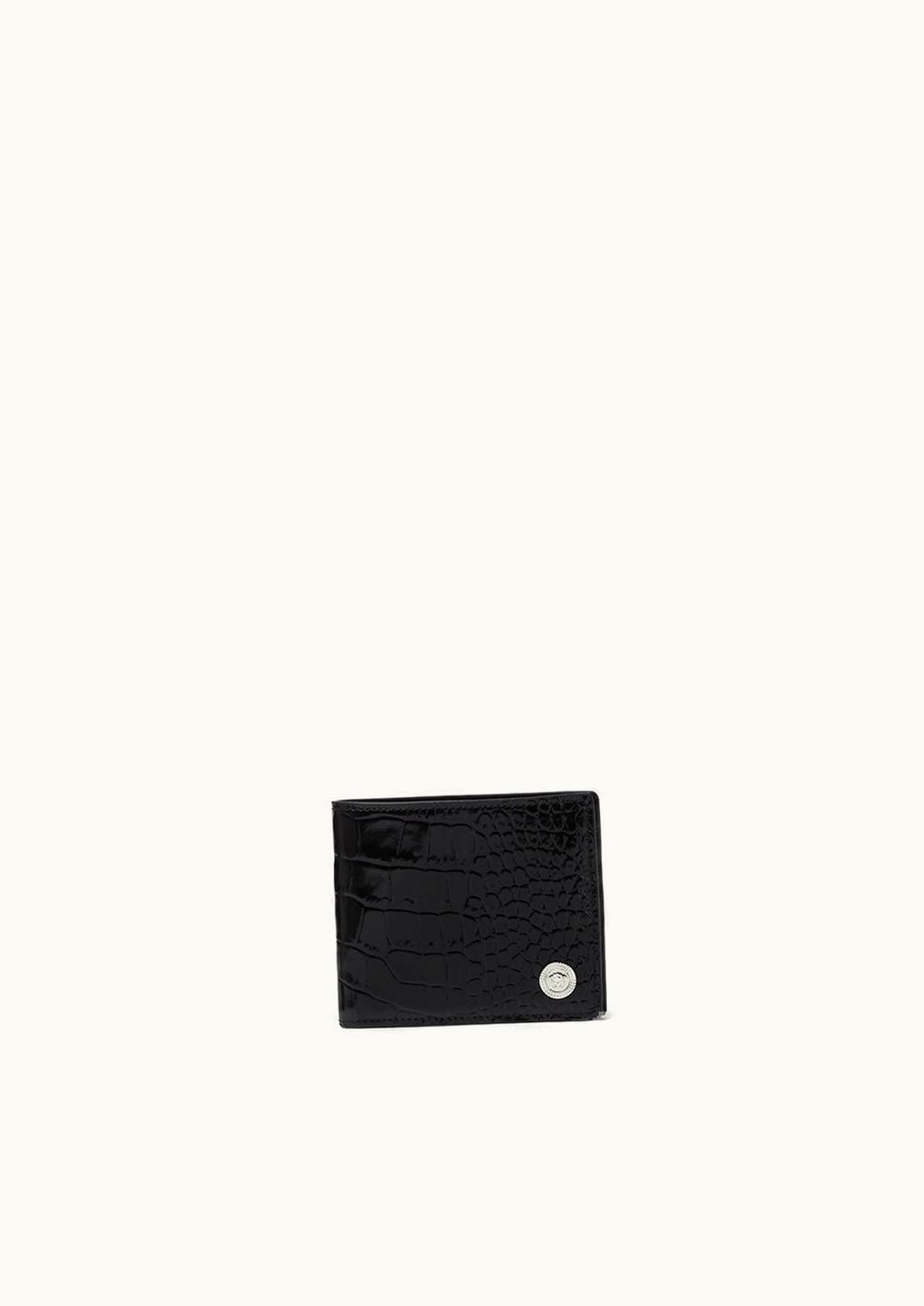 Versace Croc-Effect Medusa Biggie Wallet Black, Silver