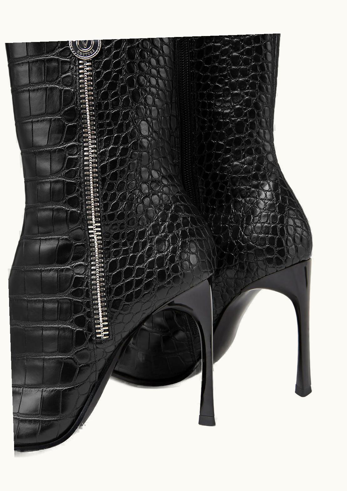 Versace Sadie Ankle Boots Croc-Effect Black