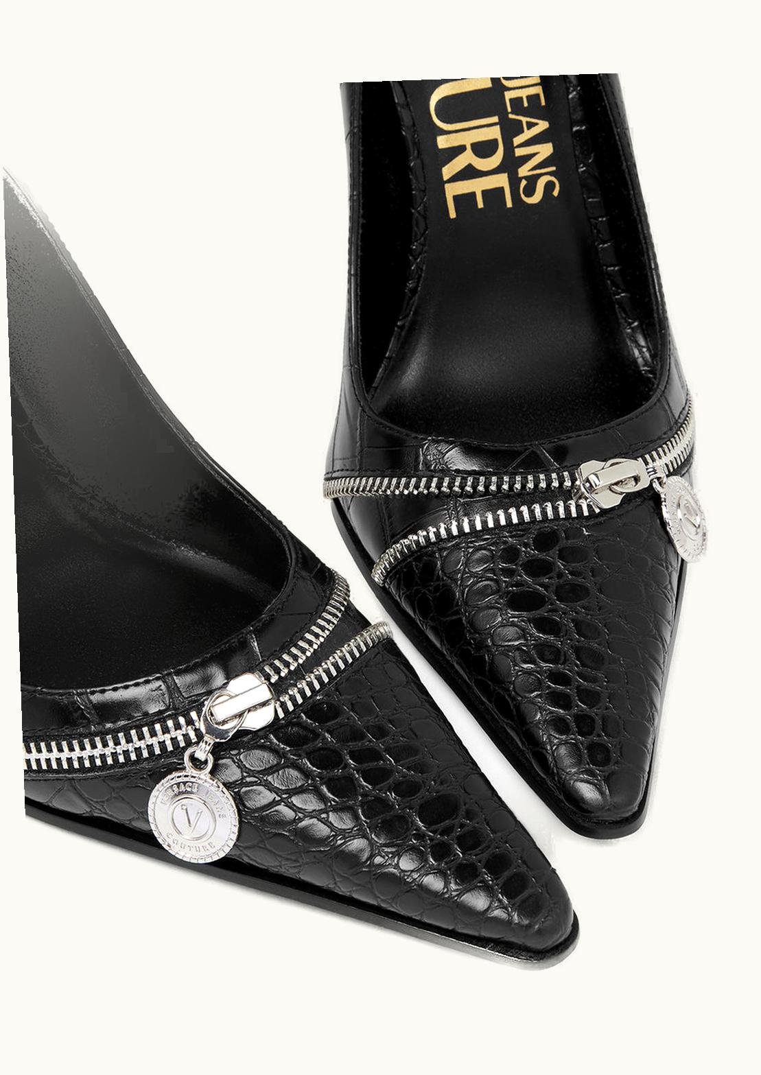 Versace Sadie Croc-Effect Embossed High-Heel Pumps Black