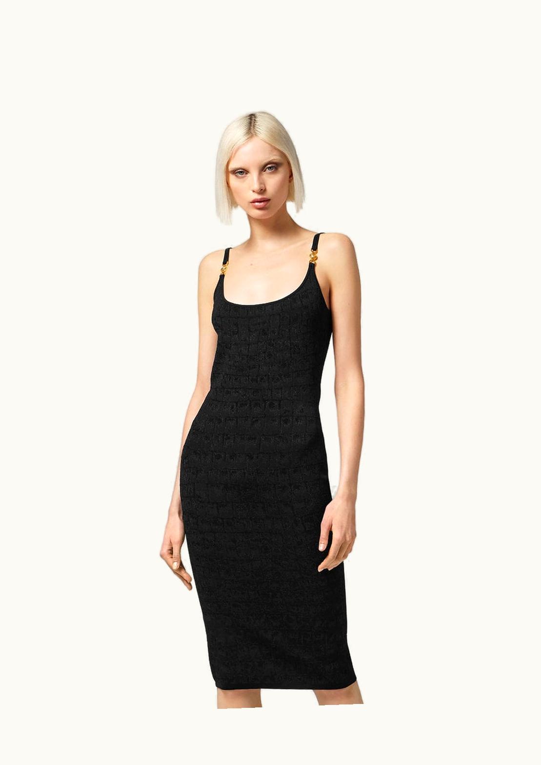 Versace Medusa '95 Croc-Jacquard Knit Mini Dress Black