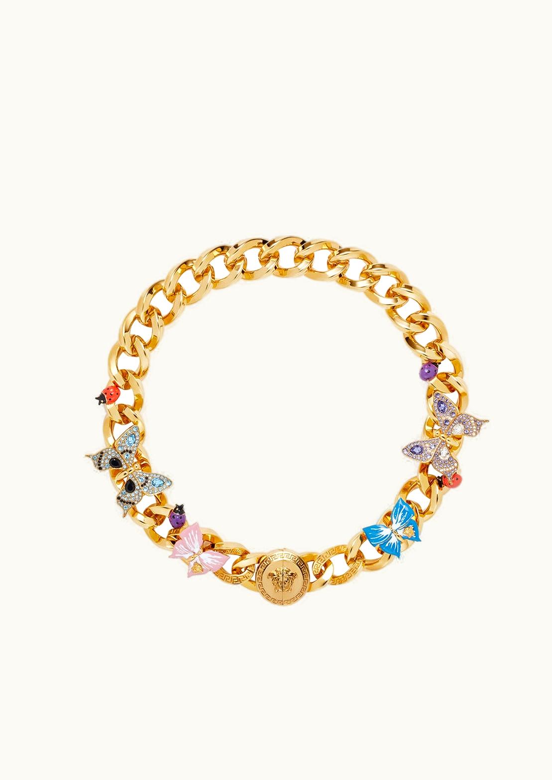 Versace Crystal Butterflies Chain Necklace Gold