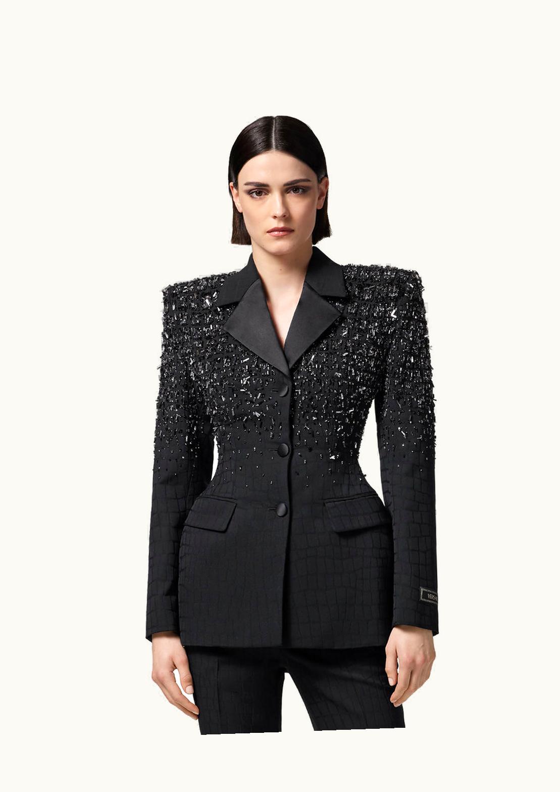Versace Crystal Croc-Jacquard Blazer Black