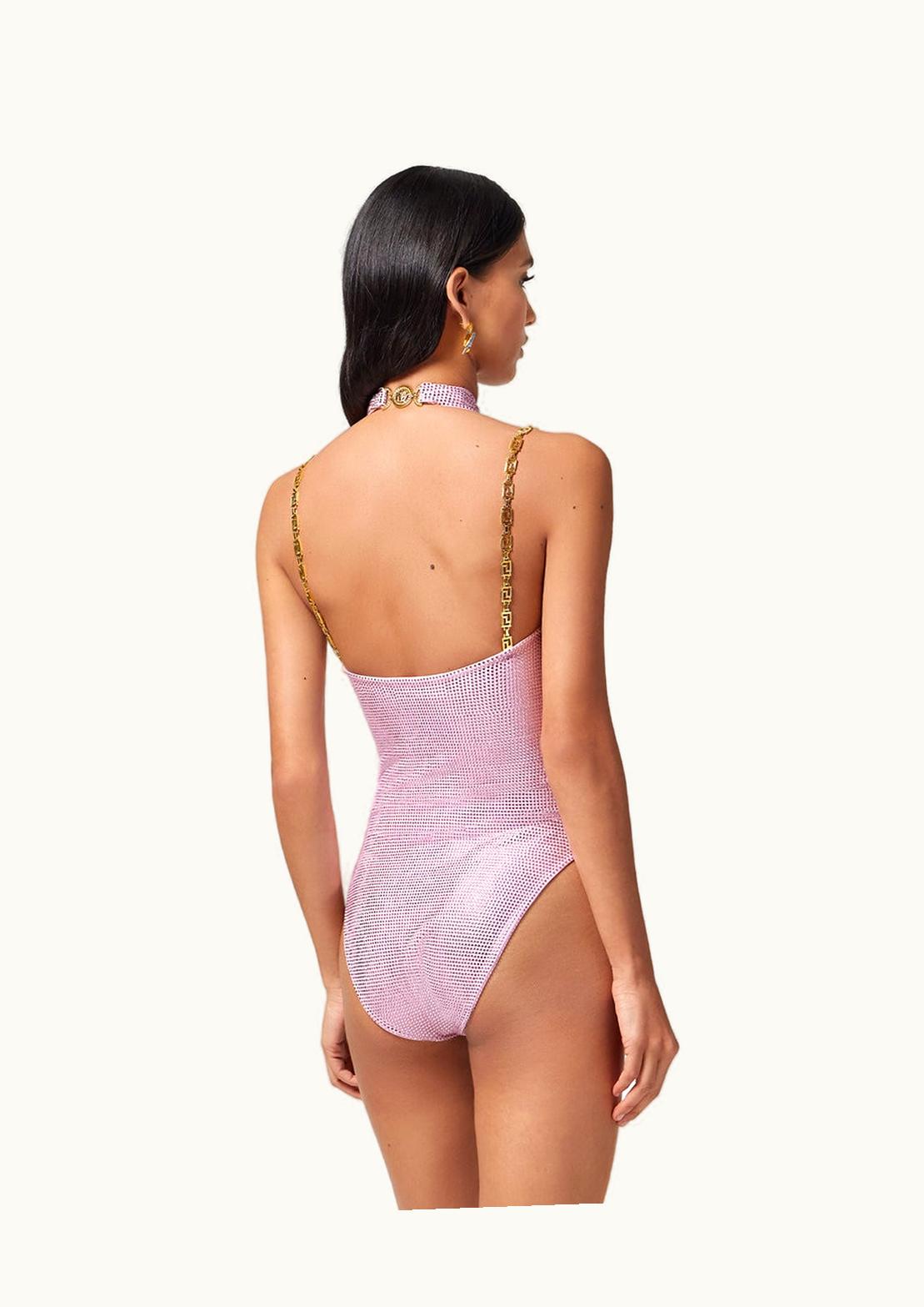 Versace Crystal Greca Swimsuit Pink