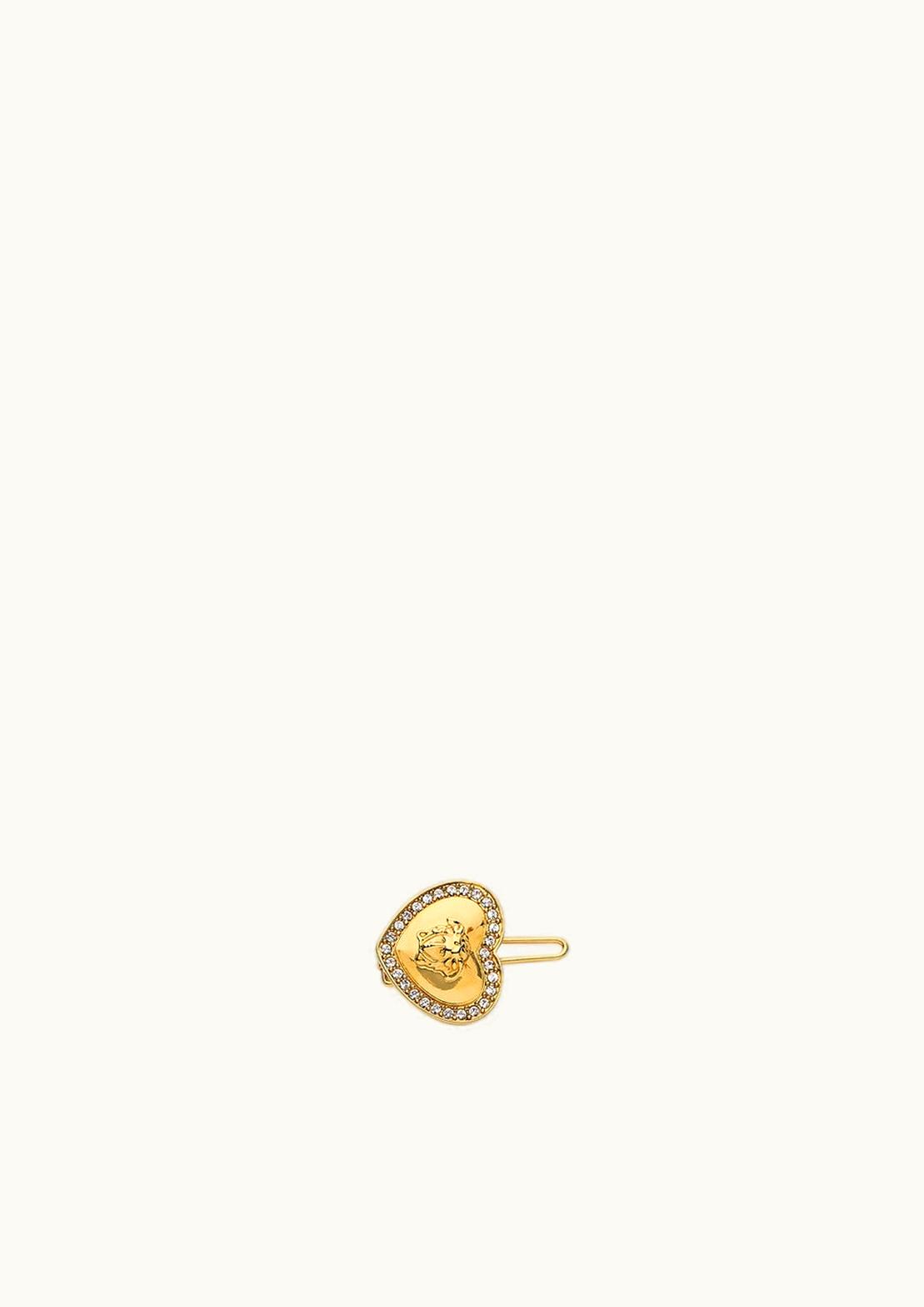 Versace Crystal Heart Medusa Kids Hair Clip Gold