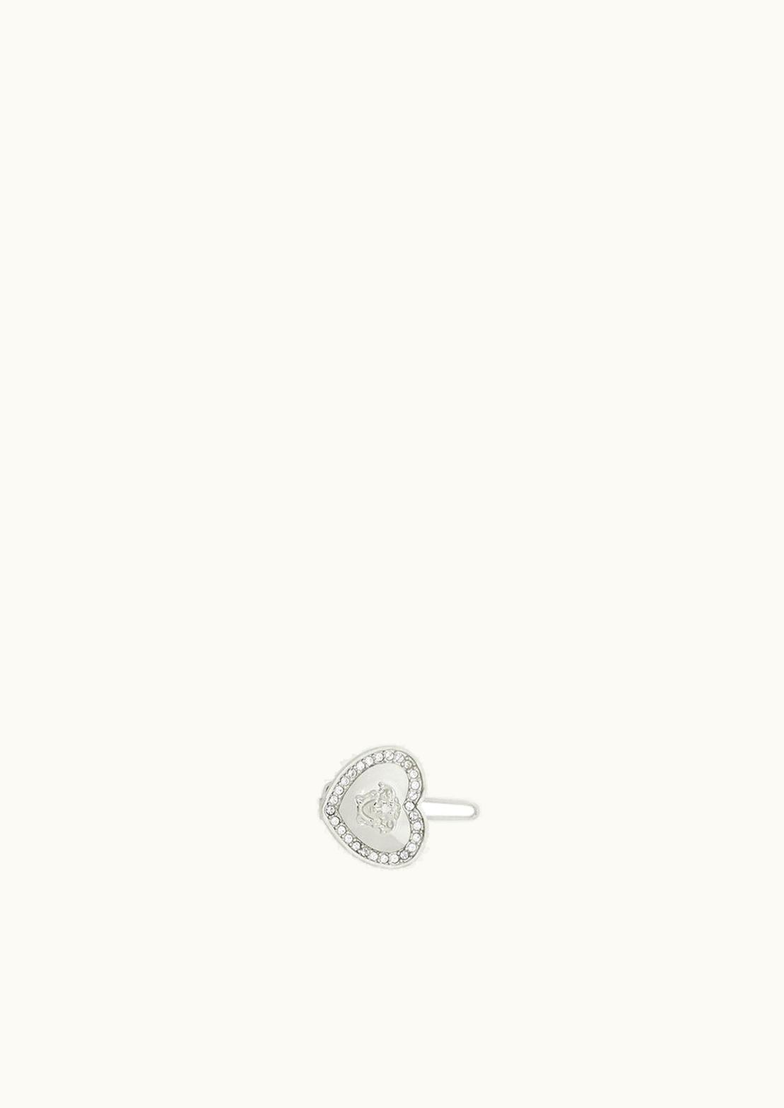 Versace Crystal Heart Medusa Kids Hair Clip Silver