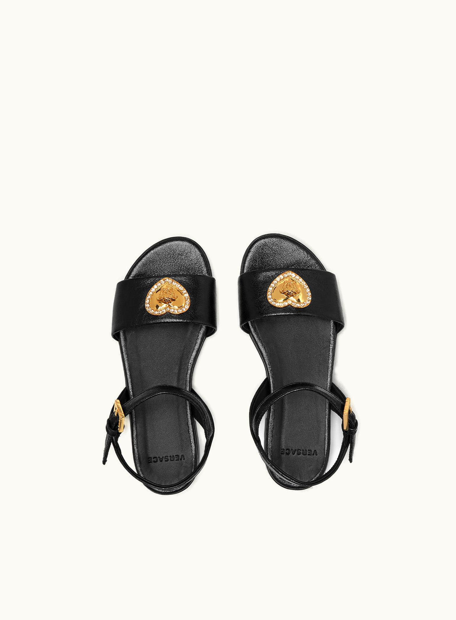 Versace Crystal Heart Medusa Kids Sandals Black, Gold - Young Chic Edition