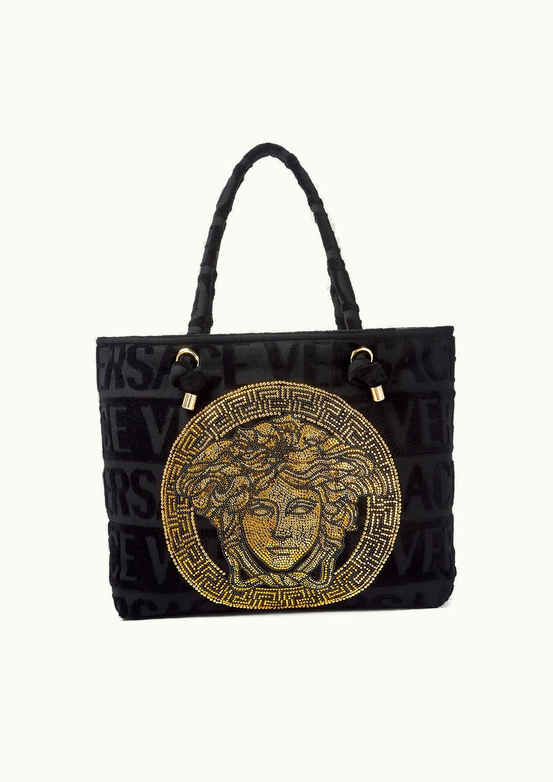 Versace Crystal Icon Towel Tote Bag Black