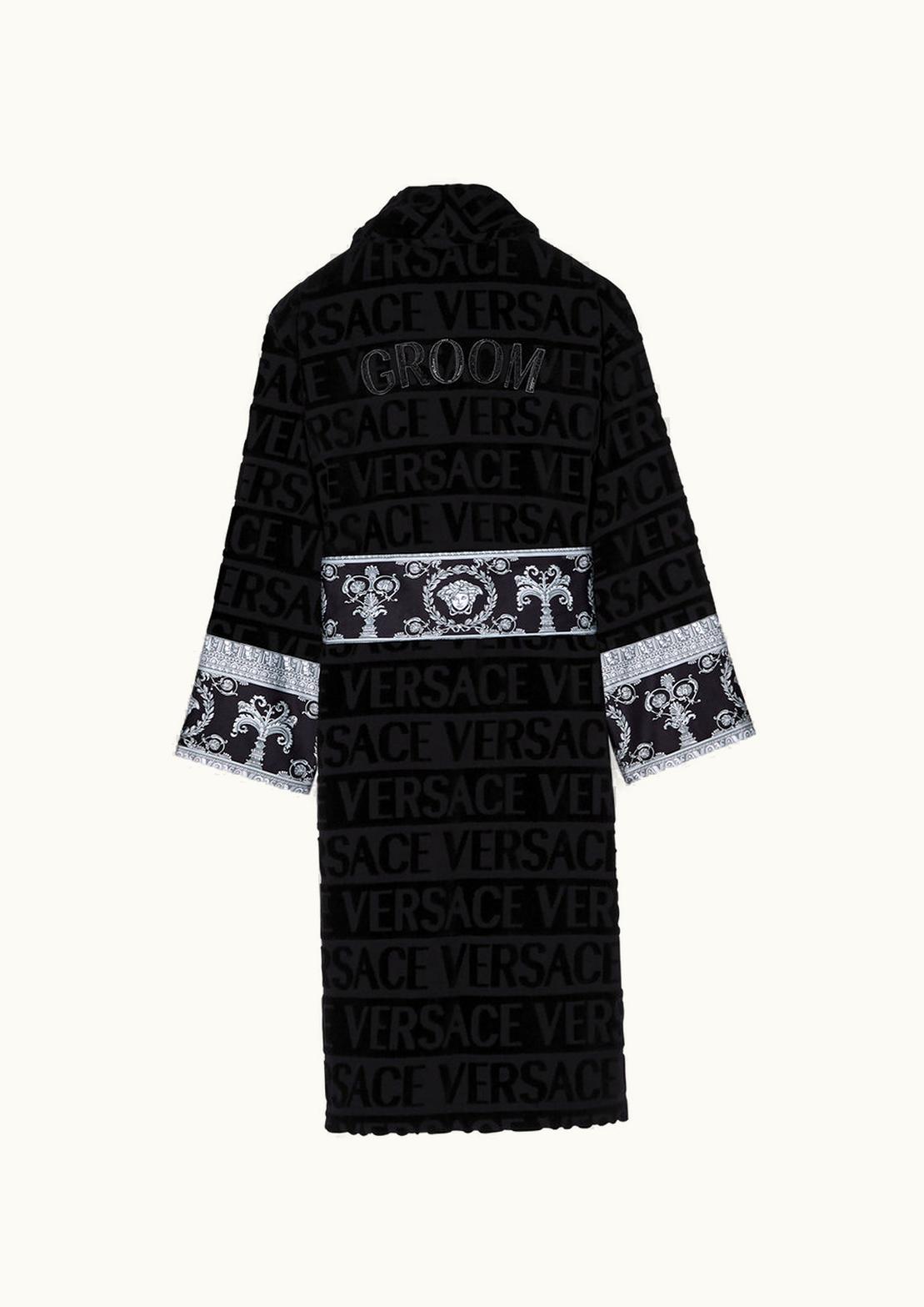 Versace Allover Crystal Baroque Groom Bathrobe White