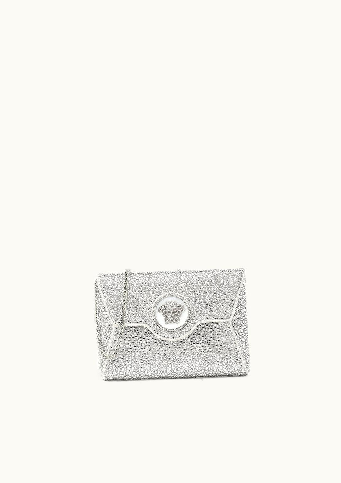 Versace Crystal La Medusa Envelope Clutch White