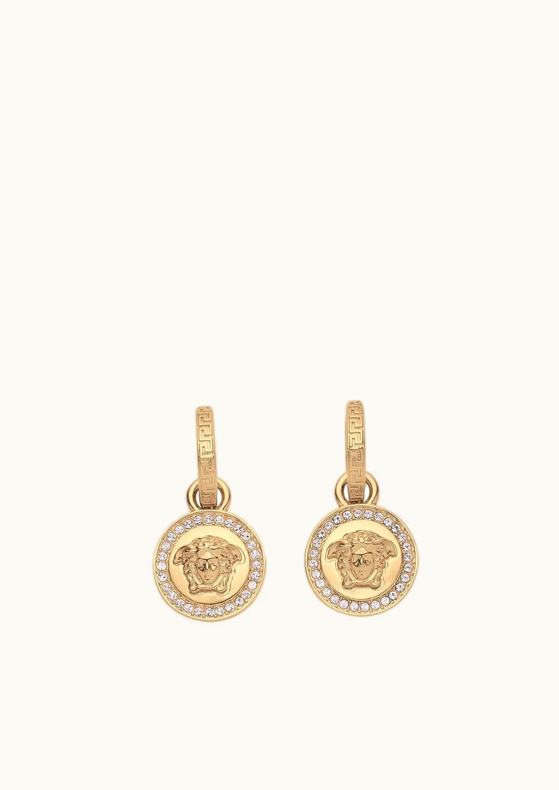 Versace Crystal La Medusa Greca Earrings Gold, White