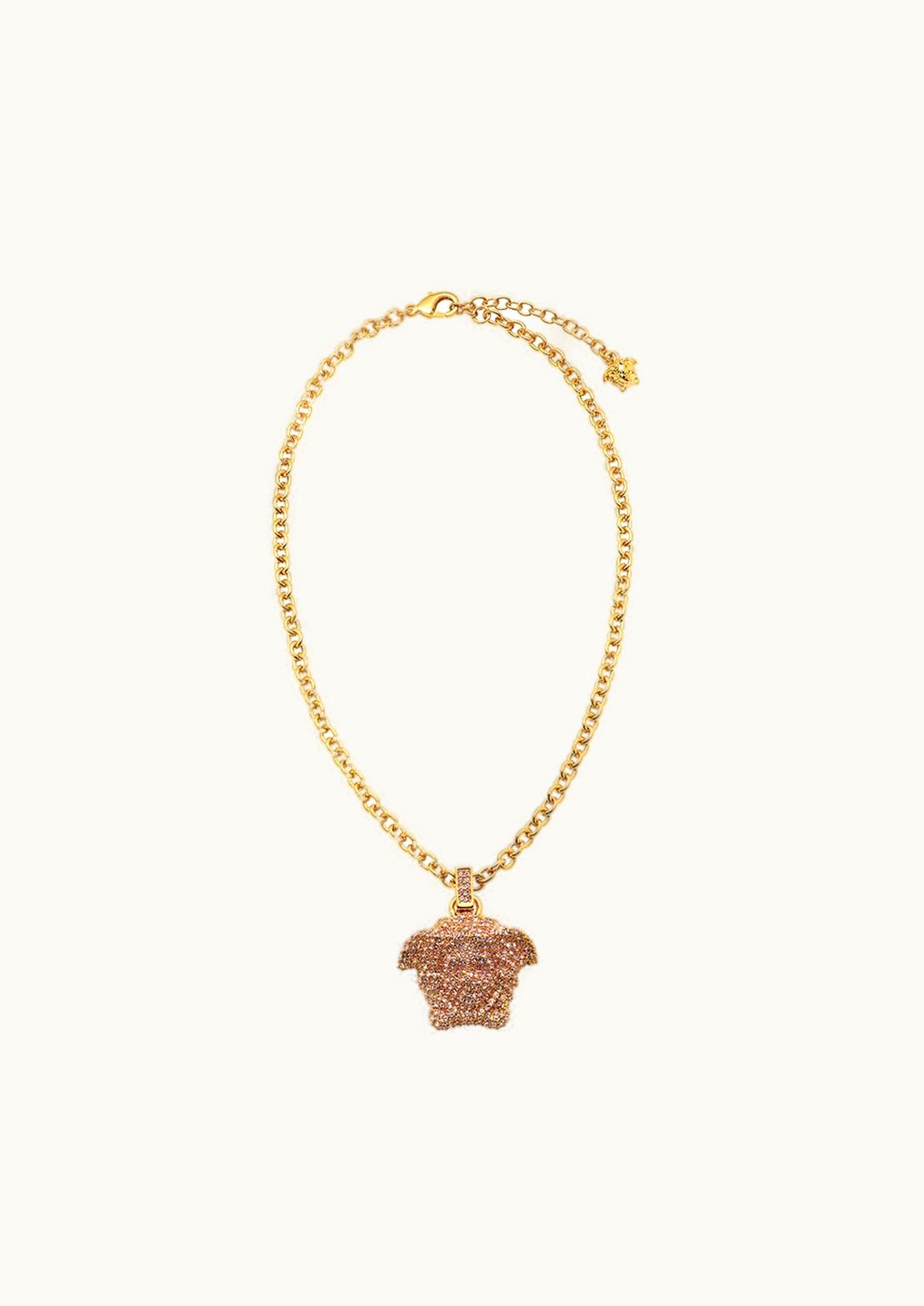 Versace Crystal La Medusa Necklace Pink, Gold