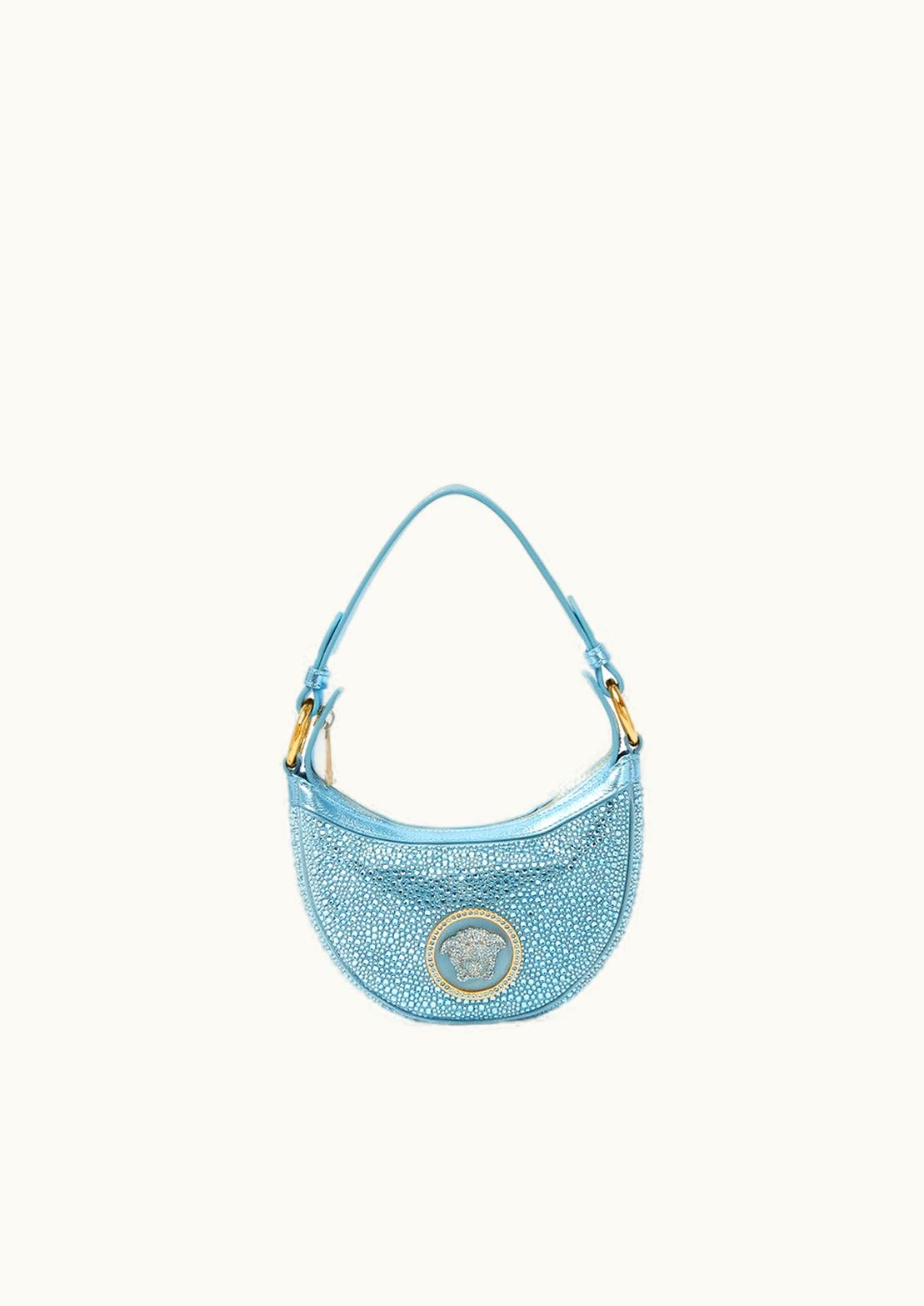 Versace Crystal Repeat Mini Hobo Bag Blue