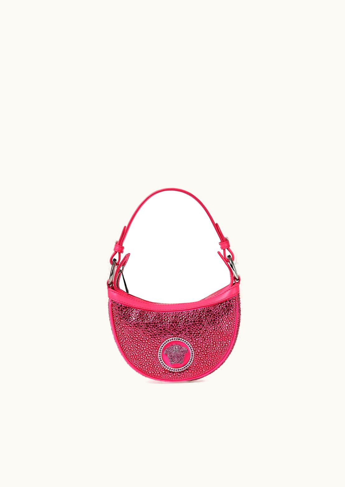 Versace Repeat Mini Crystal Embellished Hobo Bag Pink