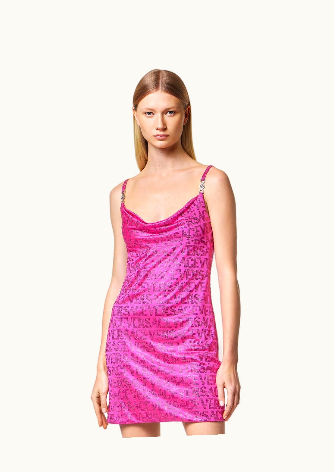 Versace Crystal Versace Allover Mini Dress Pink