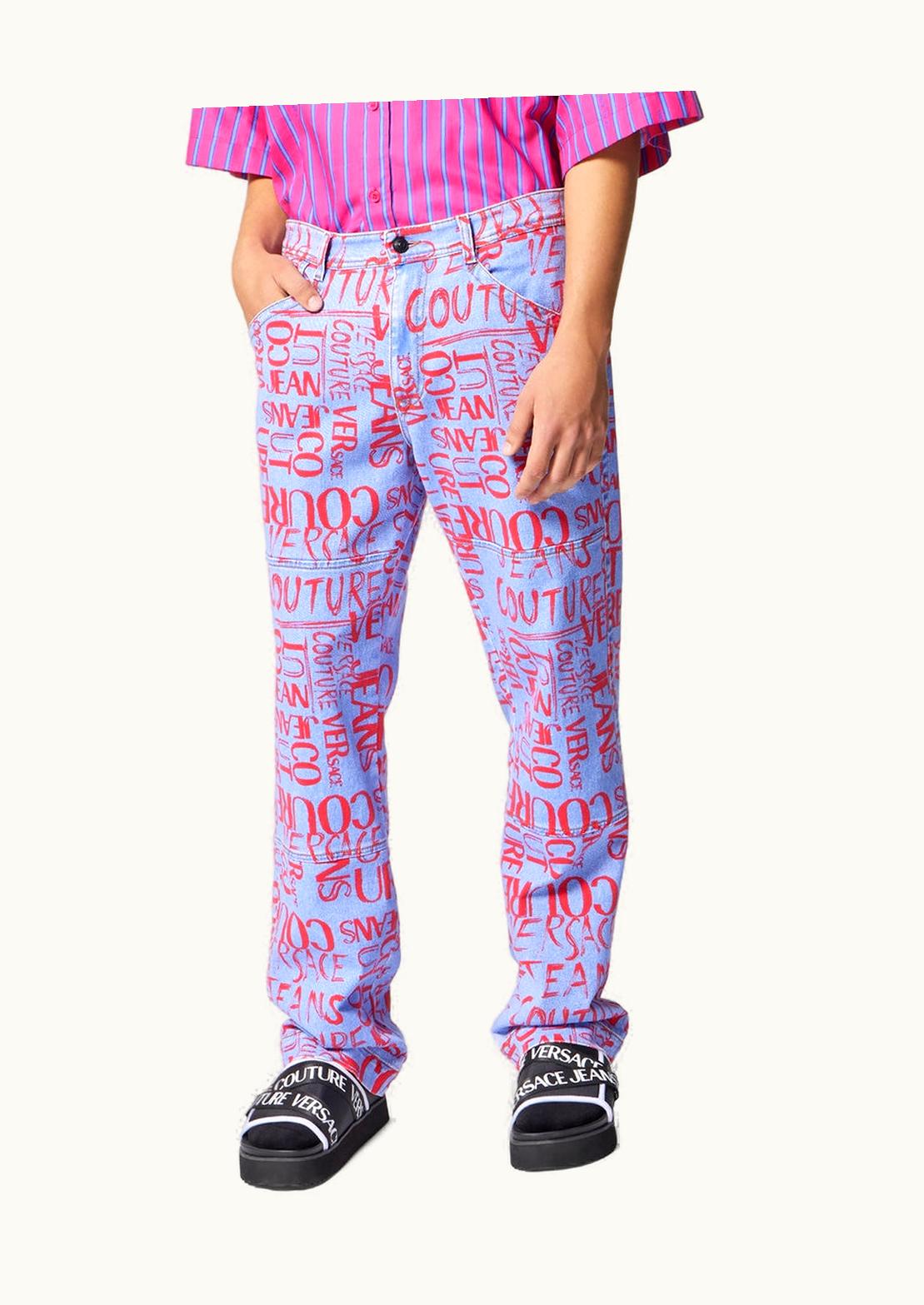 Versace Doodle Logo Jeans Blue