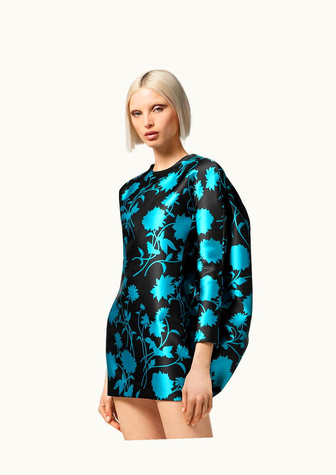 Versace Versace Floral Silhouette Cocoon Mini Dress Black, Blue