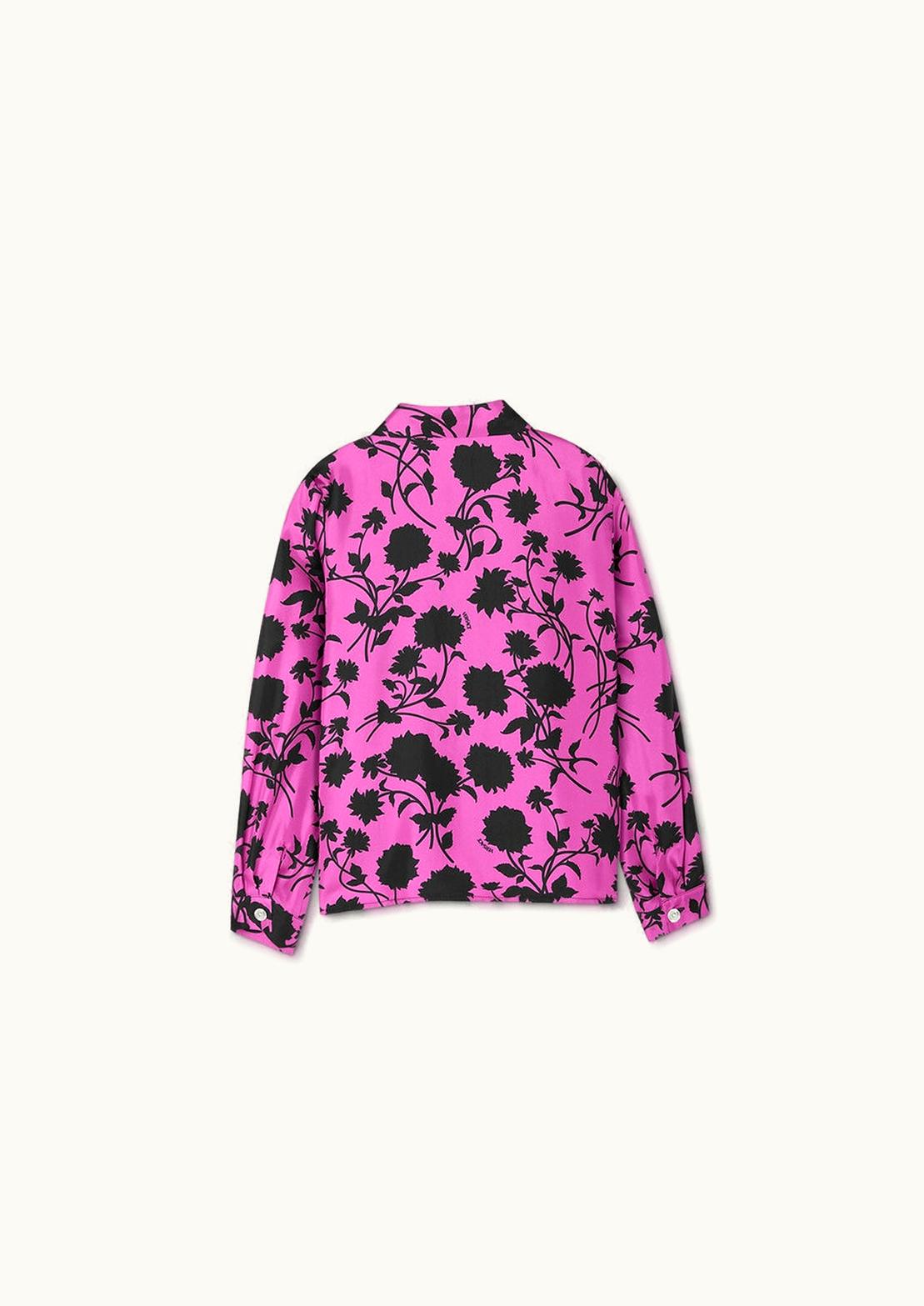 Versace Versace Floral Silhouette Kids Silk Shirt Black, Pink