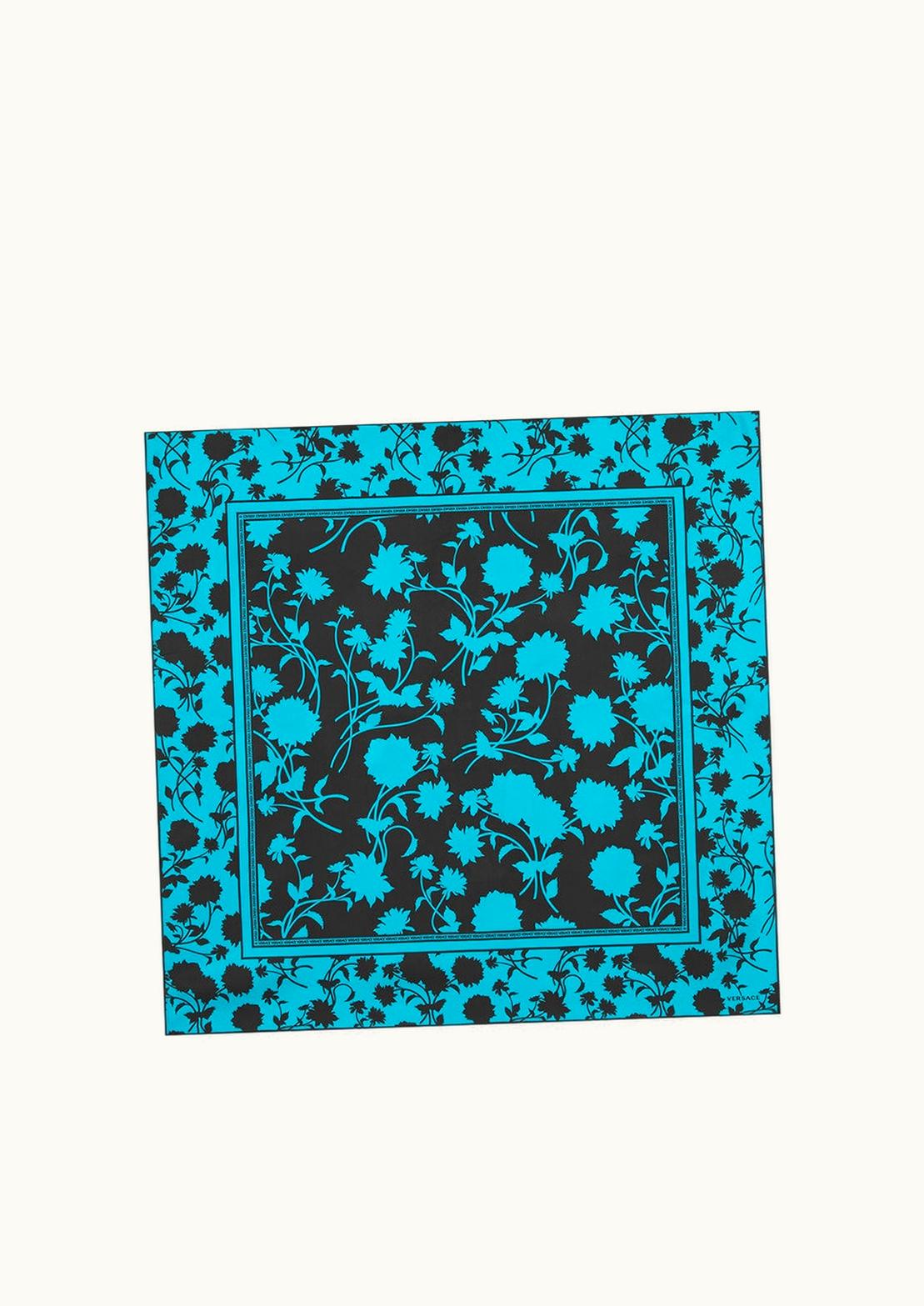 Versace Versace Floral Silhouette Large Silk Foulard 90 CM Black, Blue