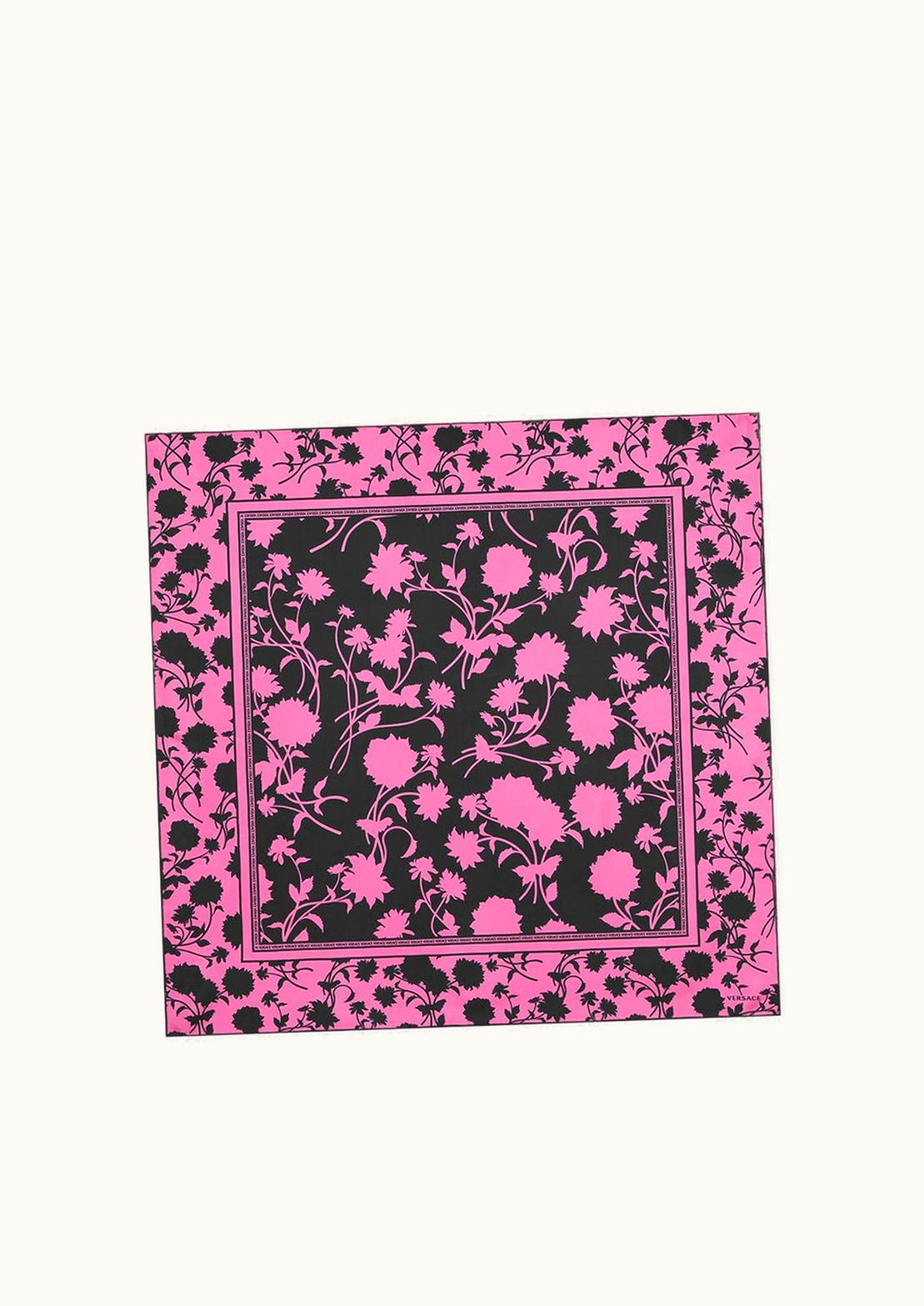 Versace Versace Floral Silhouette Large Silk Foulard 90 CM Black, Pink