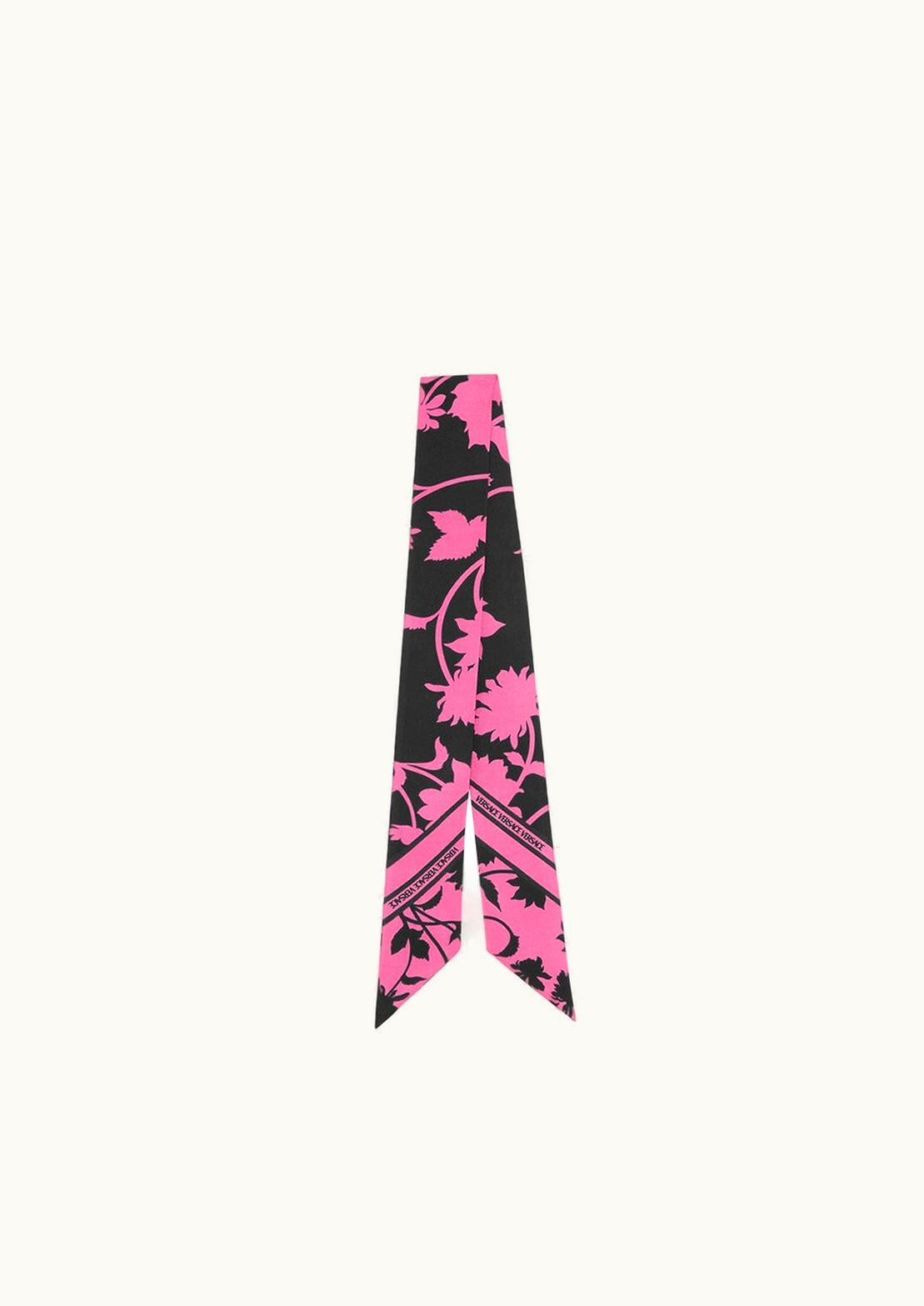 Versace Versace Floral Silhouette Silk Scarf Tie Black, Pink