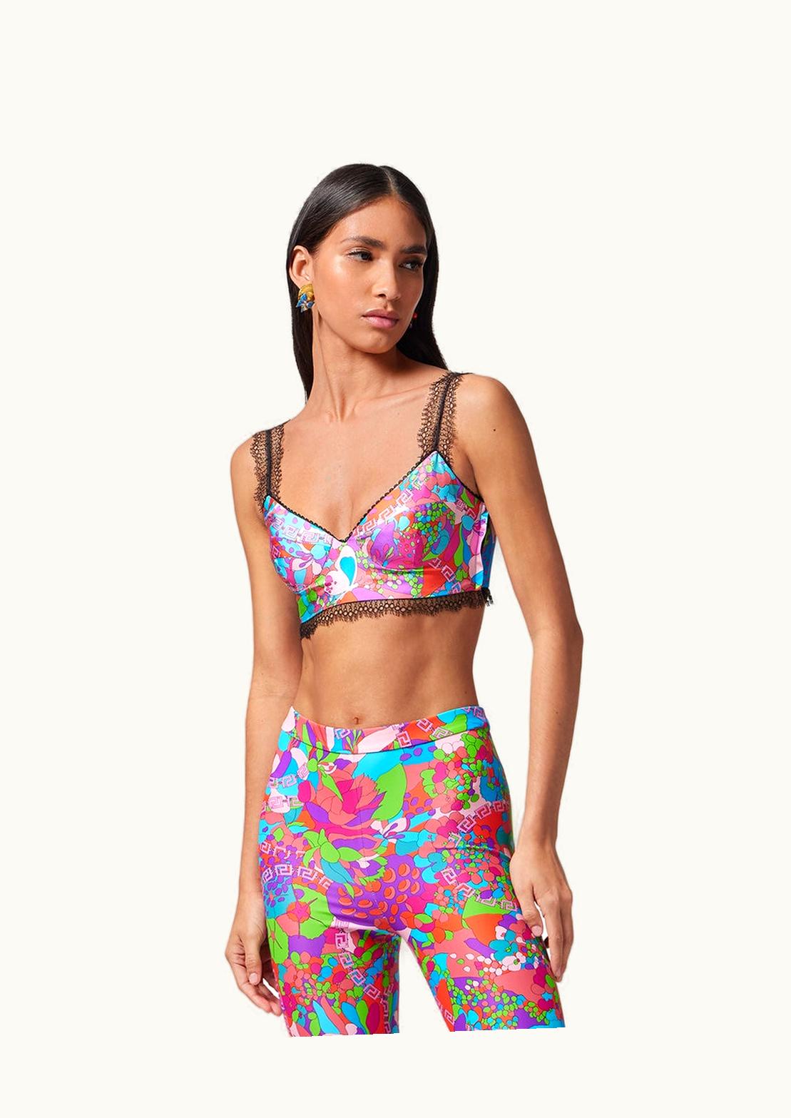 Versace Versace x Dua Lipa Floral Summer Silk Bustier Top Print