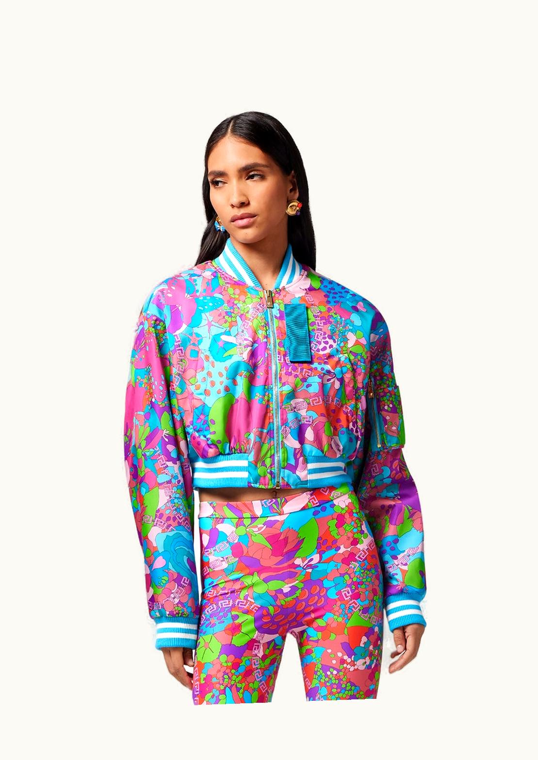 Versace Versace Floral Summer Crop Bomber Jacket Print