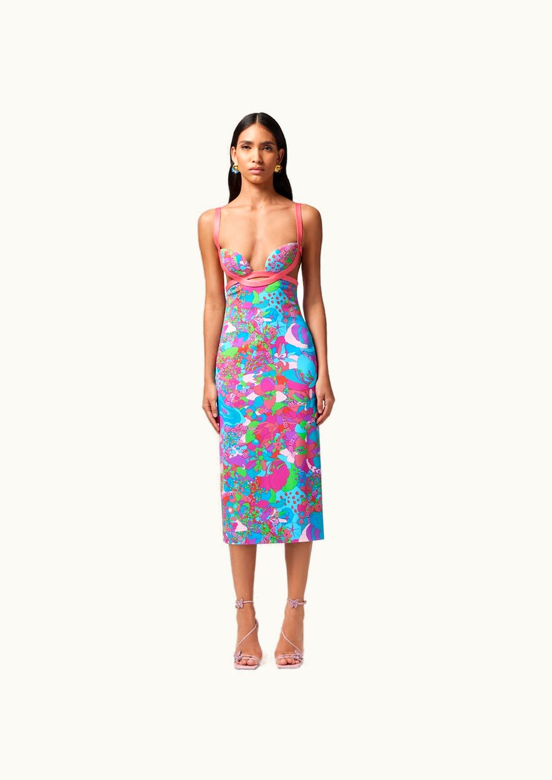 Versace Versace Floral Summer Cutout Midi Dress Print